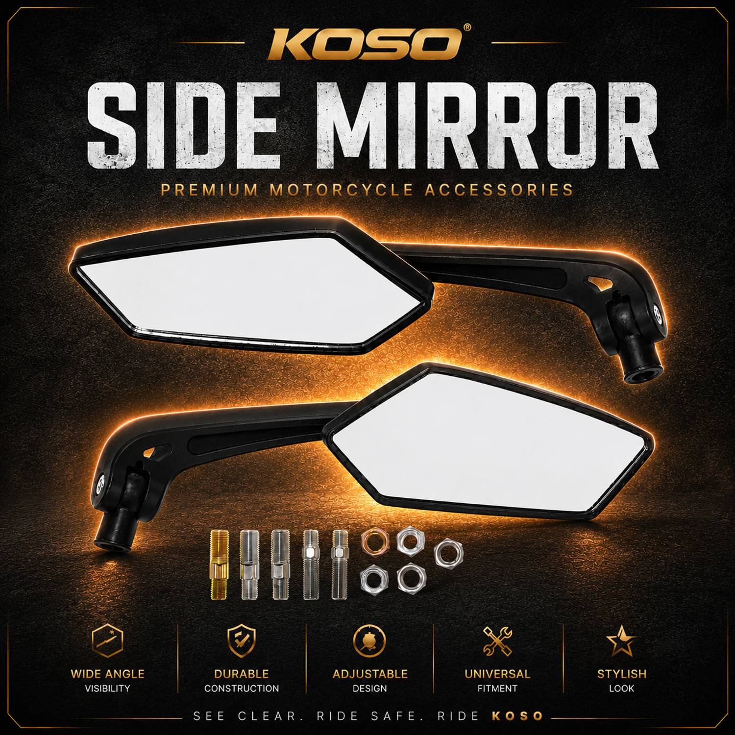 GEAR WINGS Manual Rear View Mirror - Image 5