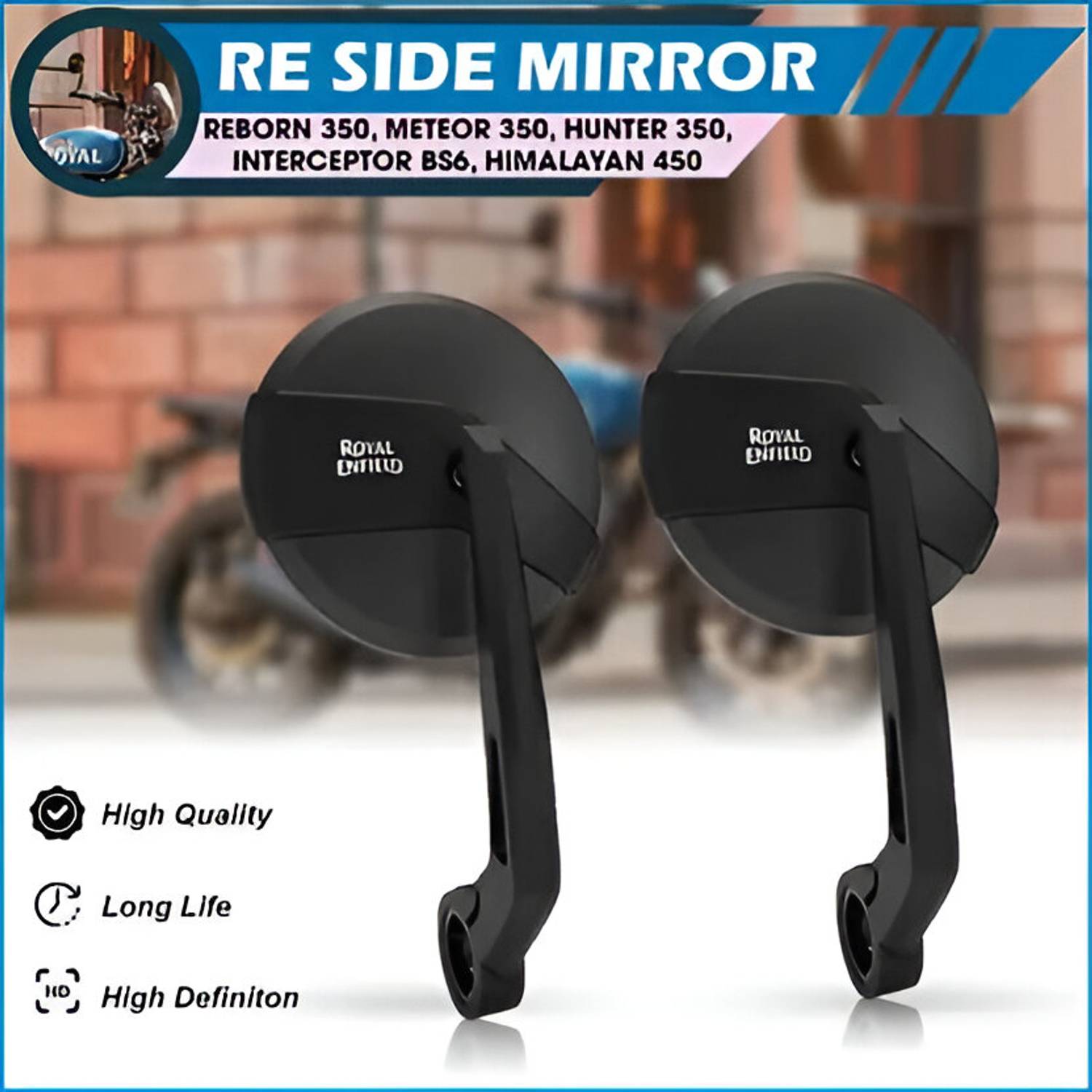 AutoHulk Manual Rear View Mirror for Royal Enfield - Image 1