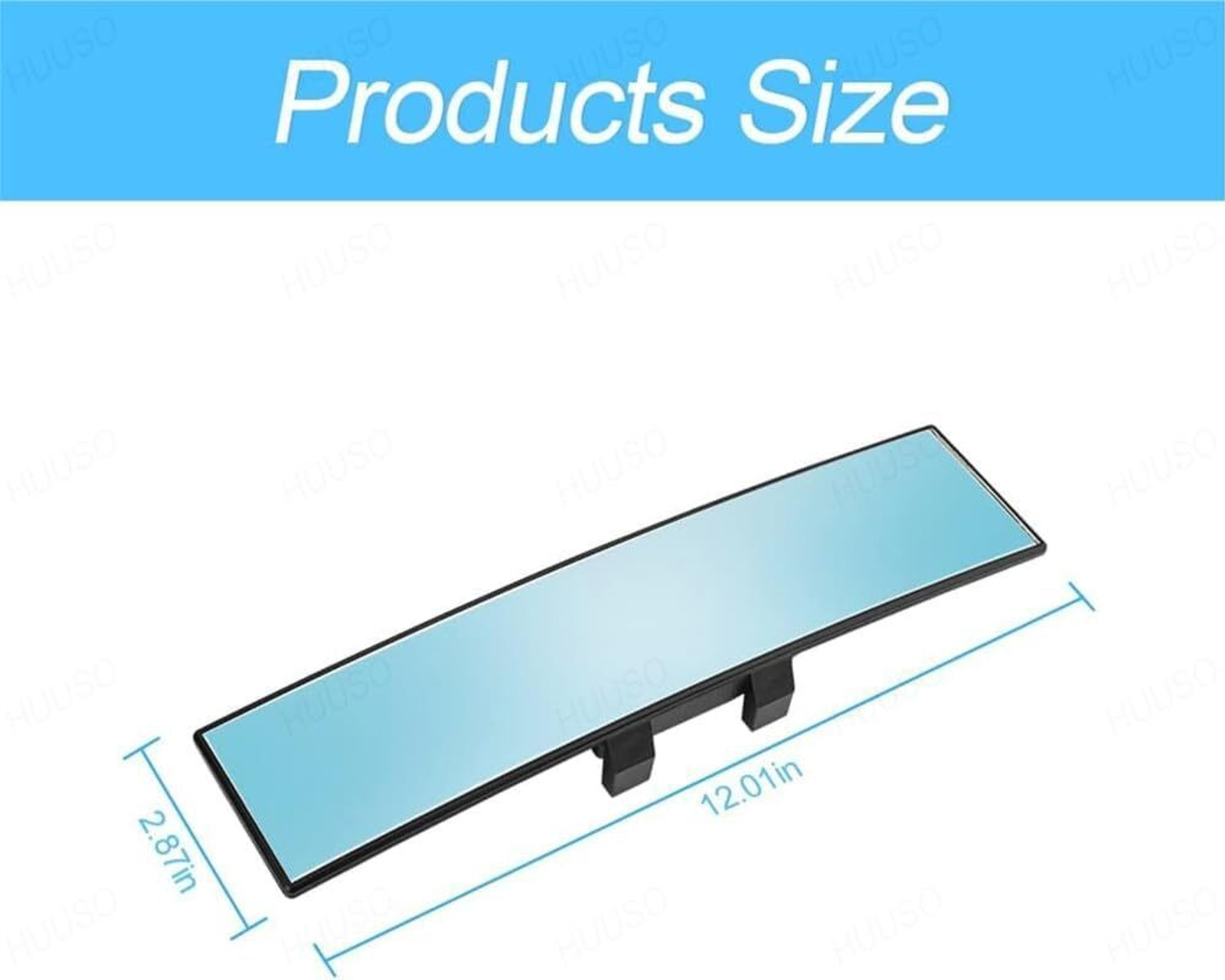 Image of PORMONO Mirror, Clip On Wide Angle Panoramic Interior Extended Anti-Glare, Blue Car Curtain