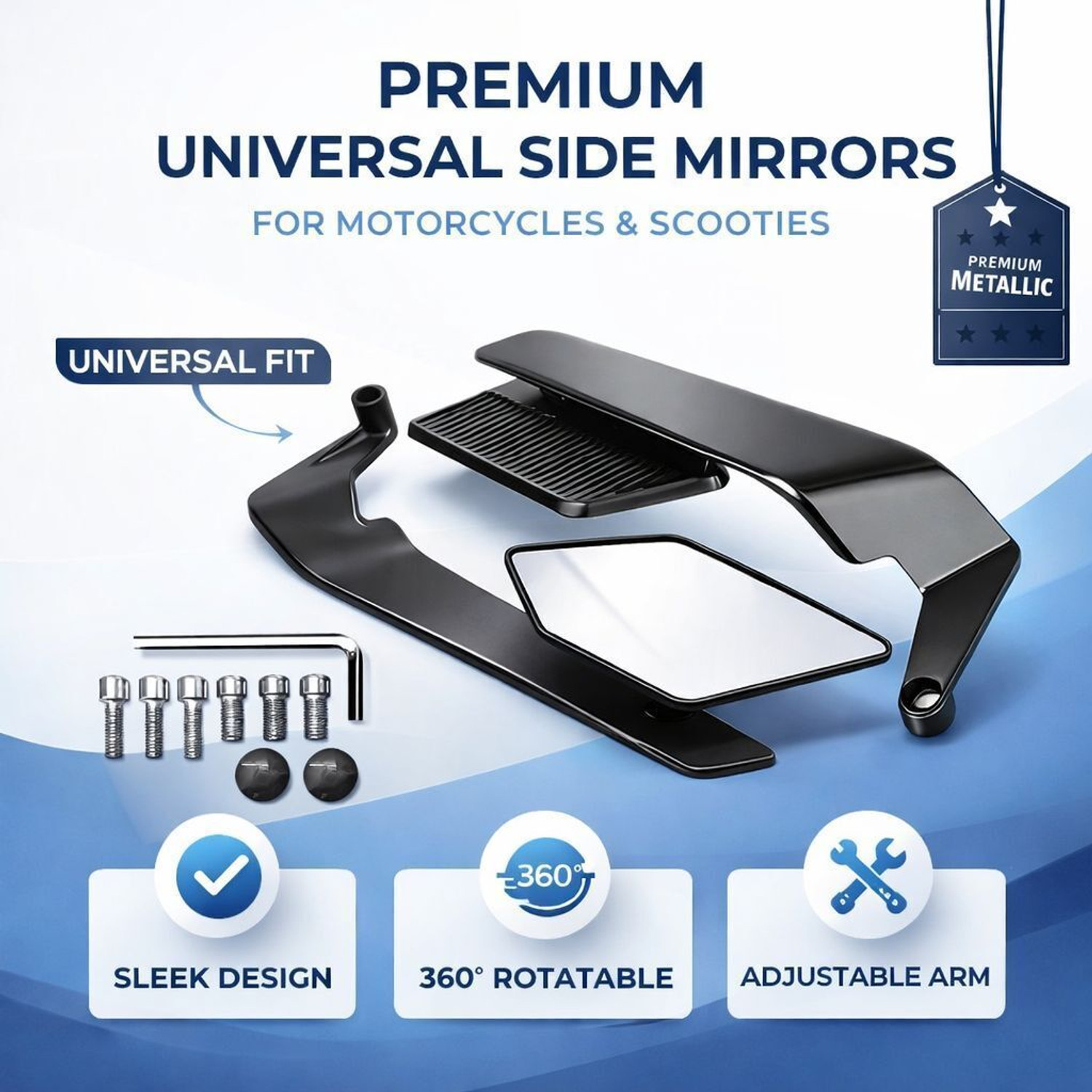 Image of R4 RIDER Manual Rear View Mirror For Universal For Bike Universal For Bike