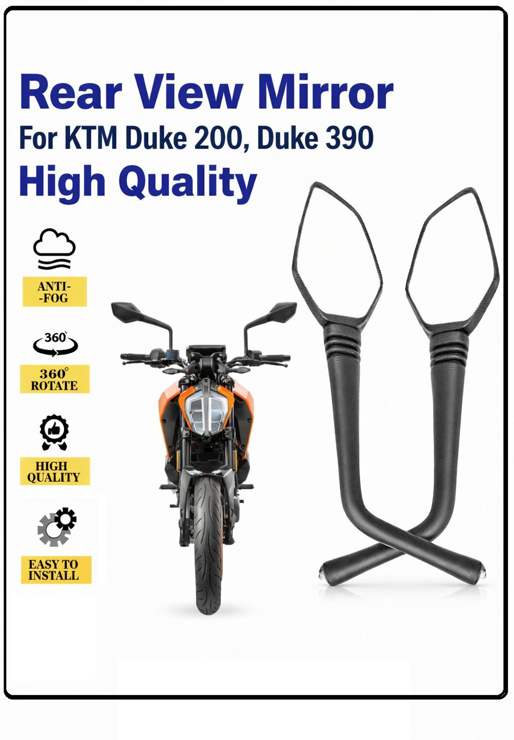 Image of ASRYD Manual Rear View Mirror For KTM Duke 200, Duke 390