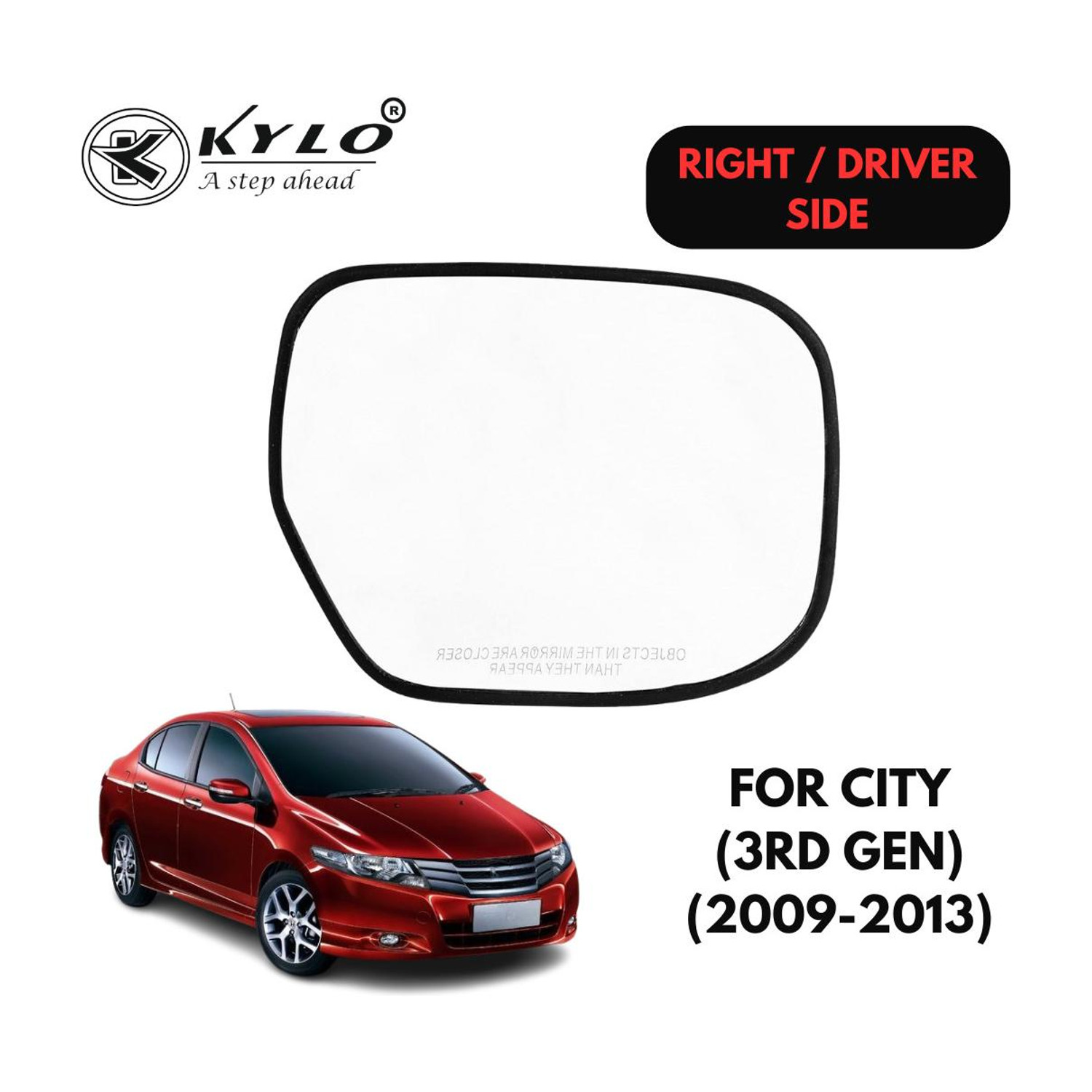 Image of KYLO Manual Driver Side, Rear View Mirror For Honda City