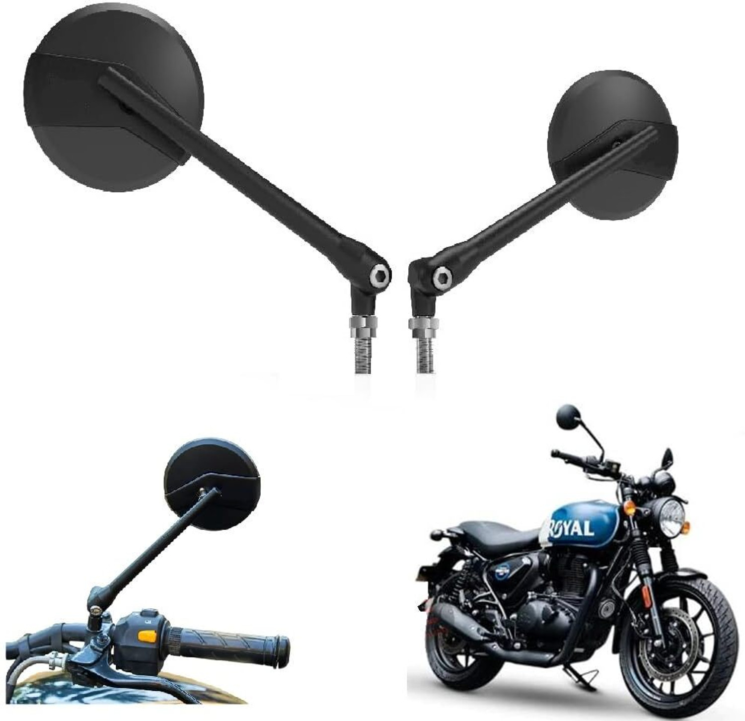 Image of nirwana Manual Rear View Mirror, Passenger Side, Driver Side For Royal Enfield, Universal For Bike CD Deluxe, Activa, Dream Yuga, Classic 500, Universal For Bike