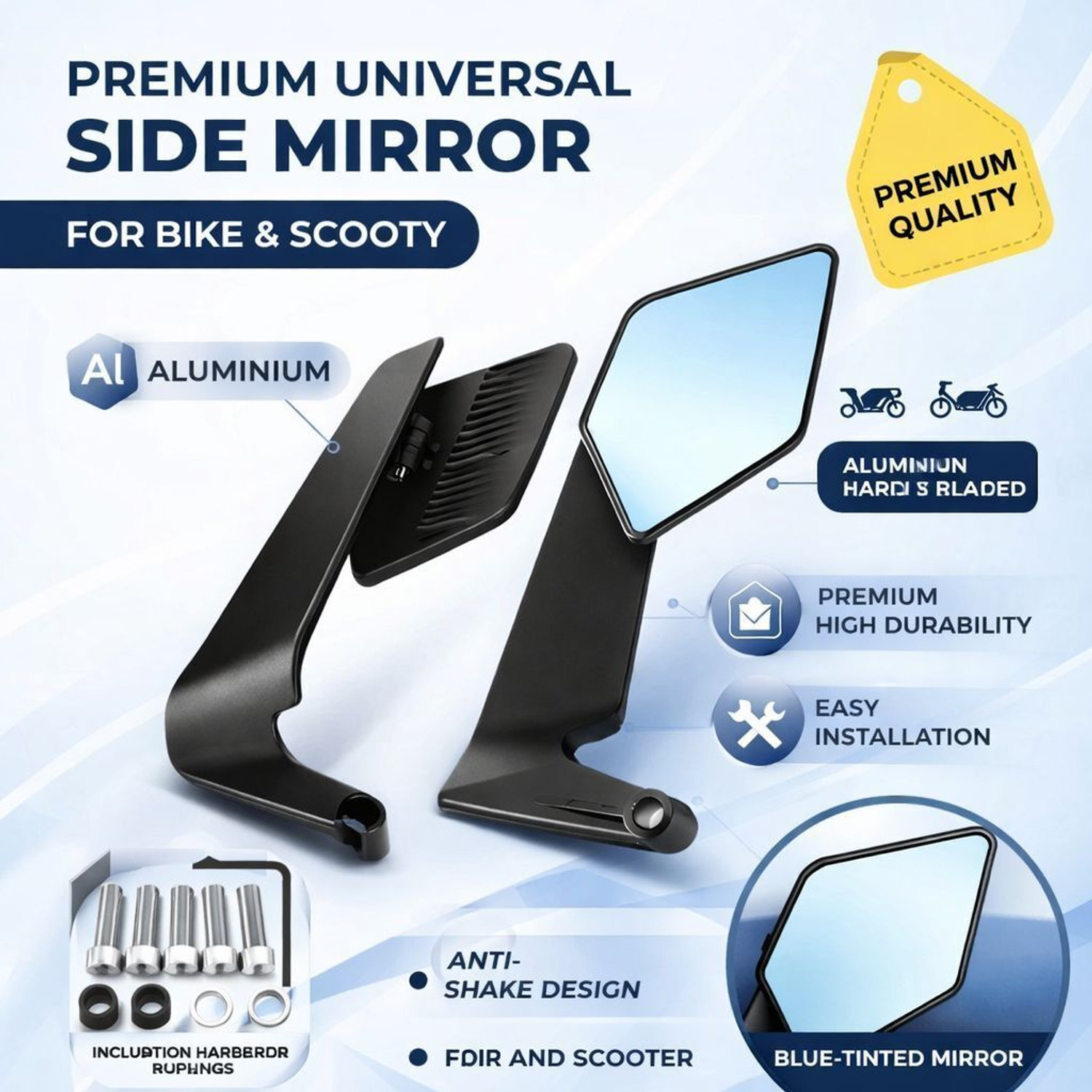 Image of R4 RIDER Manual Rear View Mirror For Universal For Bike Universal For Bike