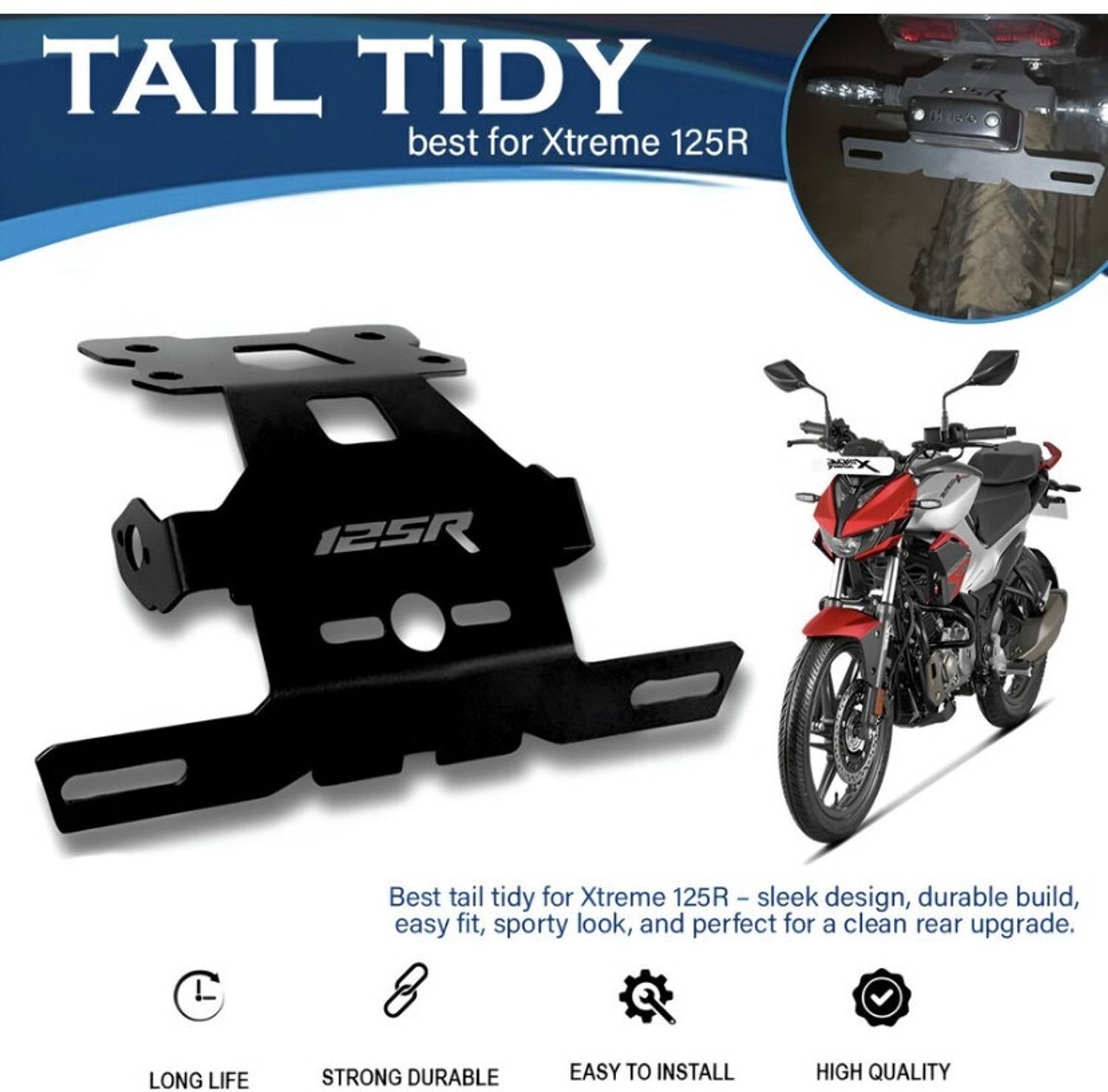 AQRAMX Xtreme 125R Tail Tidy Heavy Quality Bike Number Plate