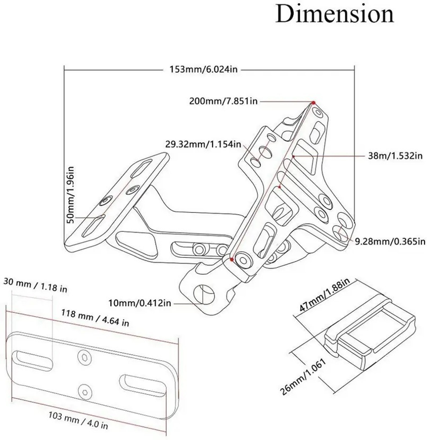 Image of ENEMYT CNC Adjustable LED Tail Tidy with Number Plate Holder with LED for Yamaha R15 V3 Bike Number Plate