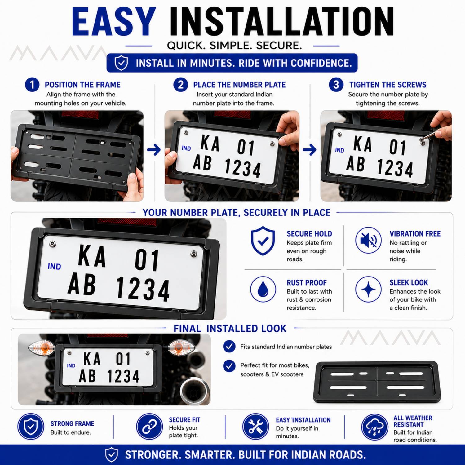 MAAVA Bike Number Plate Frame - Image 5