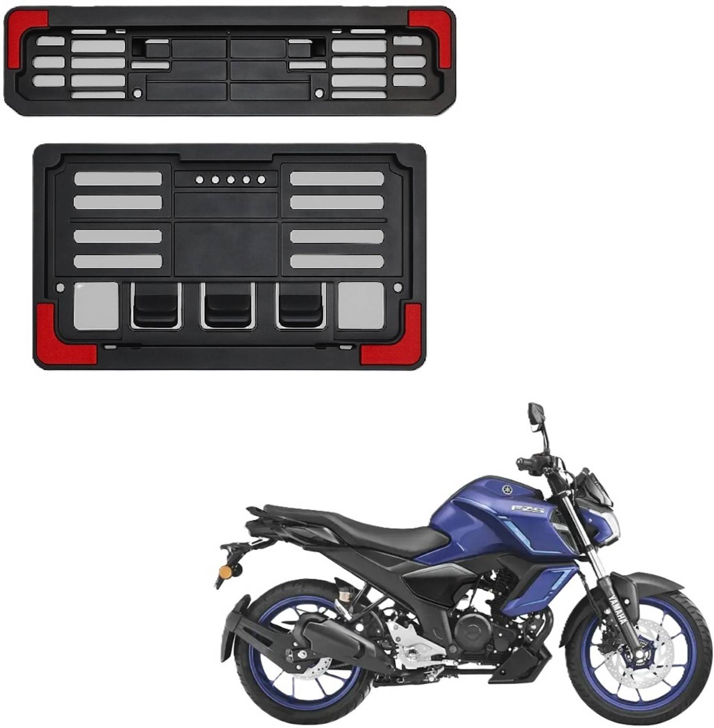 JMA TRADING Plastic Number Plate Holder with Red Corners for FZ S