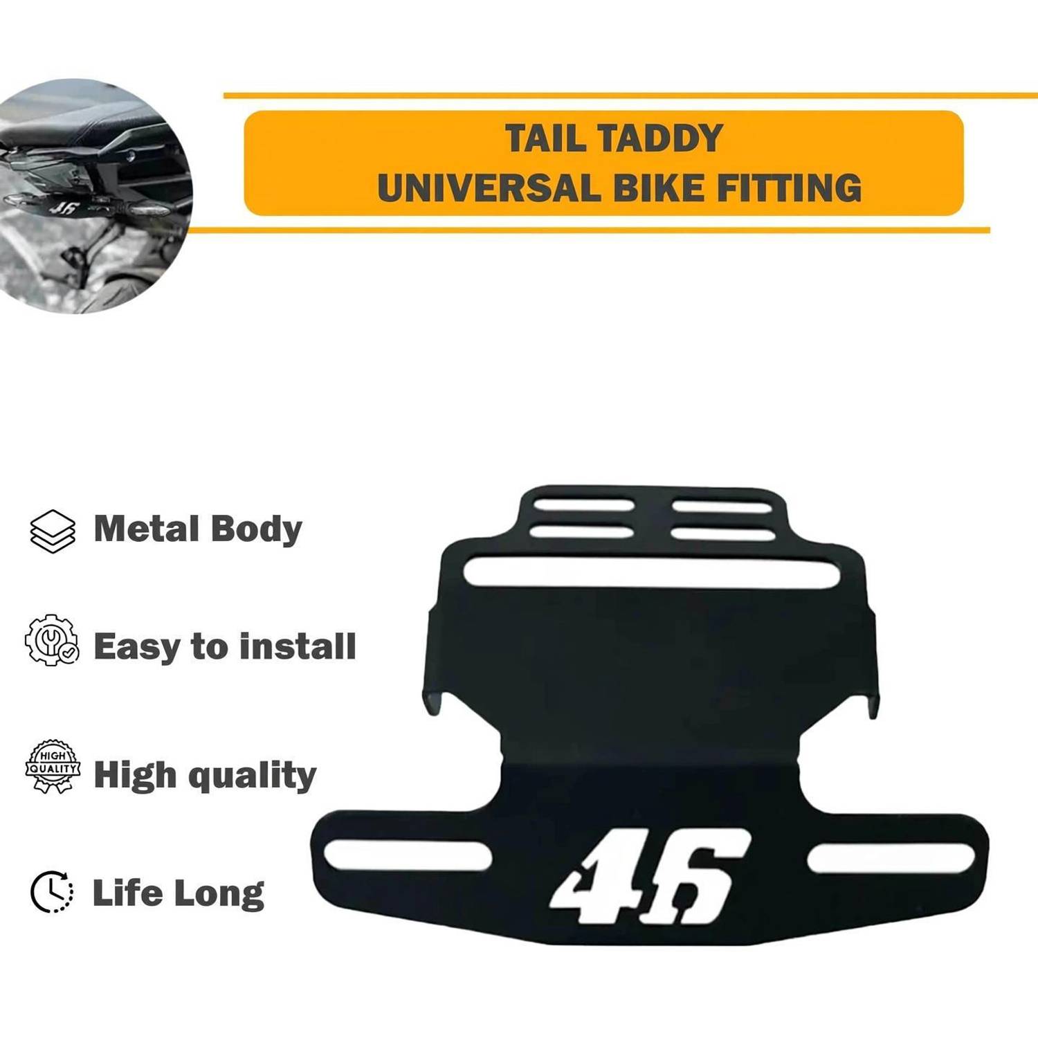 Allowing New 46 Tail Tidy License Number Plate Holder for All Bikes. Bike Number Plate