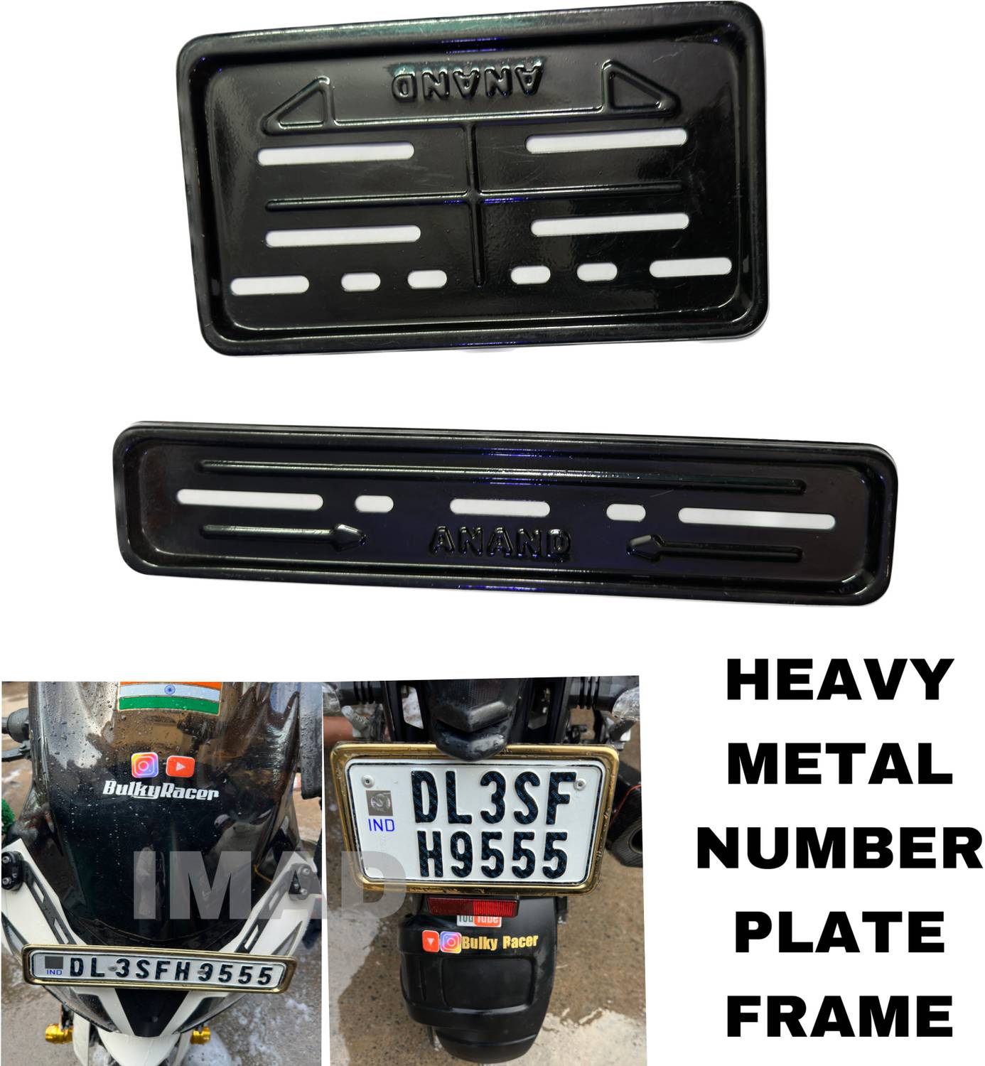 Aklin Boky METAL BODY NUMBER PLATE FRAME Bike Number Plate