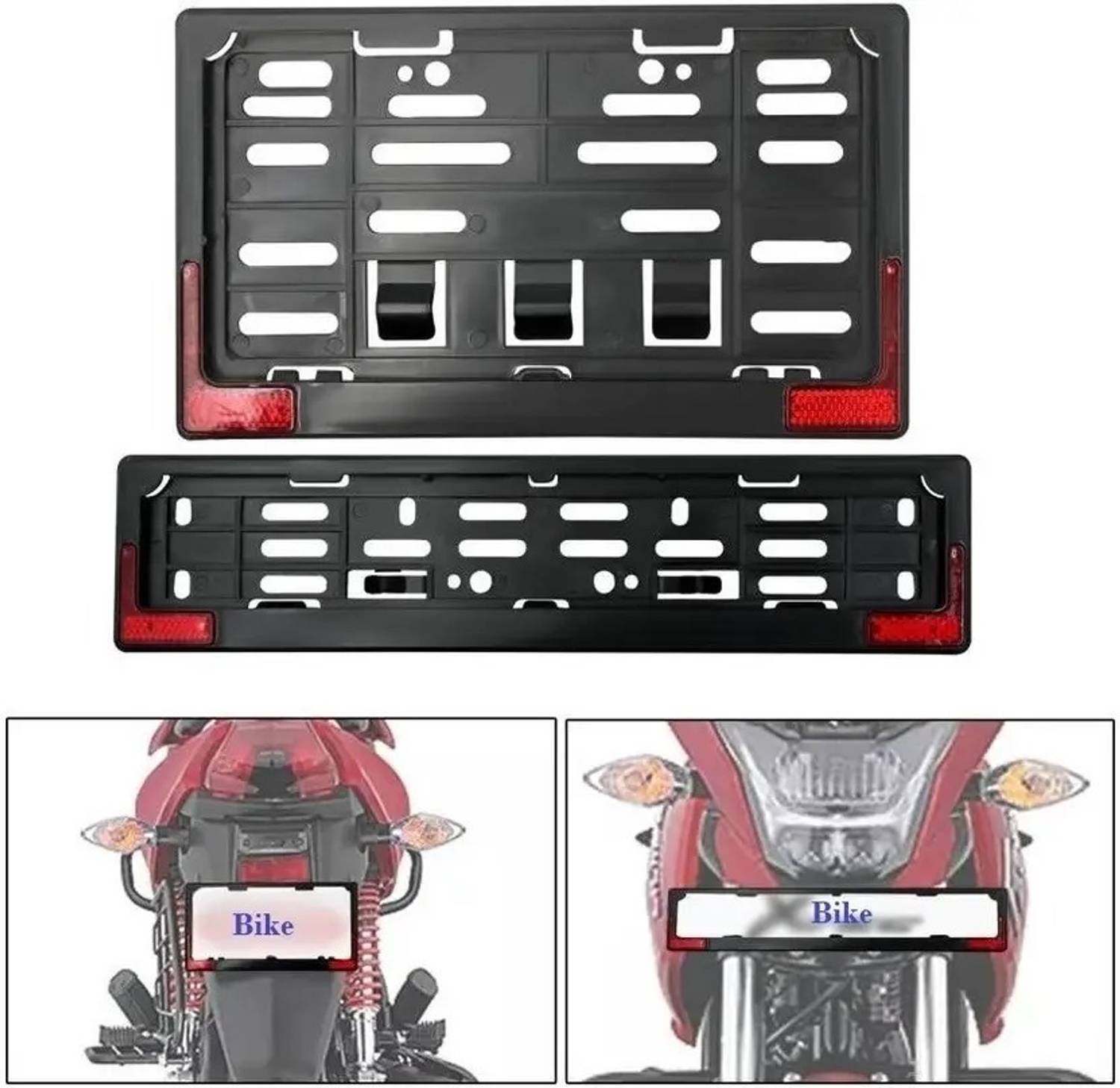 JMA TRADING Plastic Number Plate Holder with Red Corners for