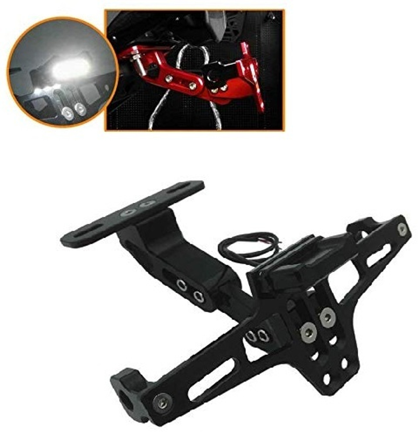 Image of ENEMYT CNC Adjustable LED Tail Tidy with Number Plate Holder with LED for Yamaha R15 V3 Bike Number Plate