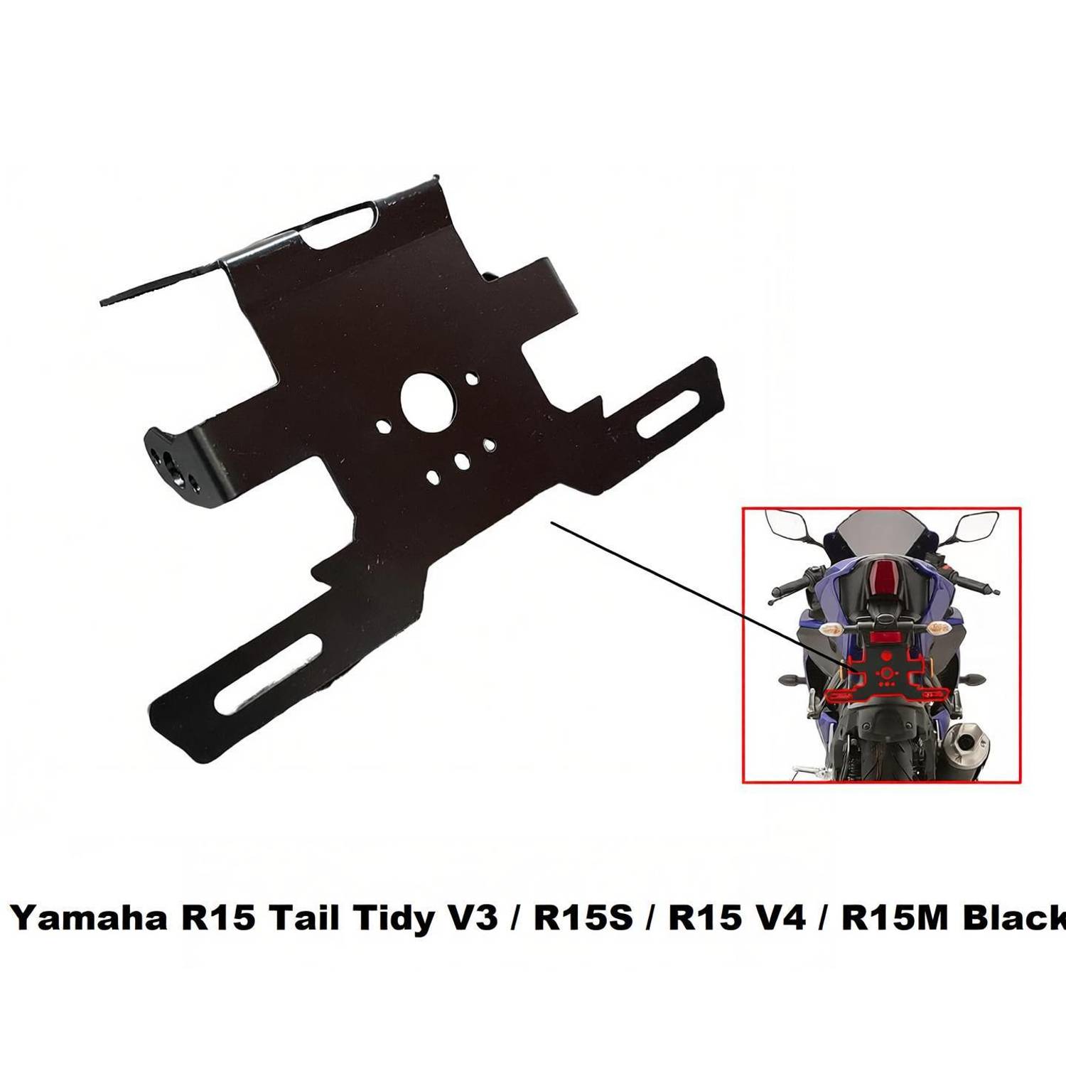 AMIRIDE Tail Tidy Fender Eliminator for Yamaha R15 V3 | R15S | R15 V4 | R15M Black Bike Number Plate