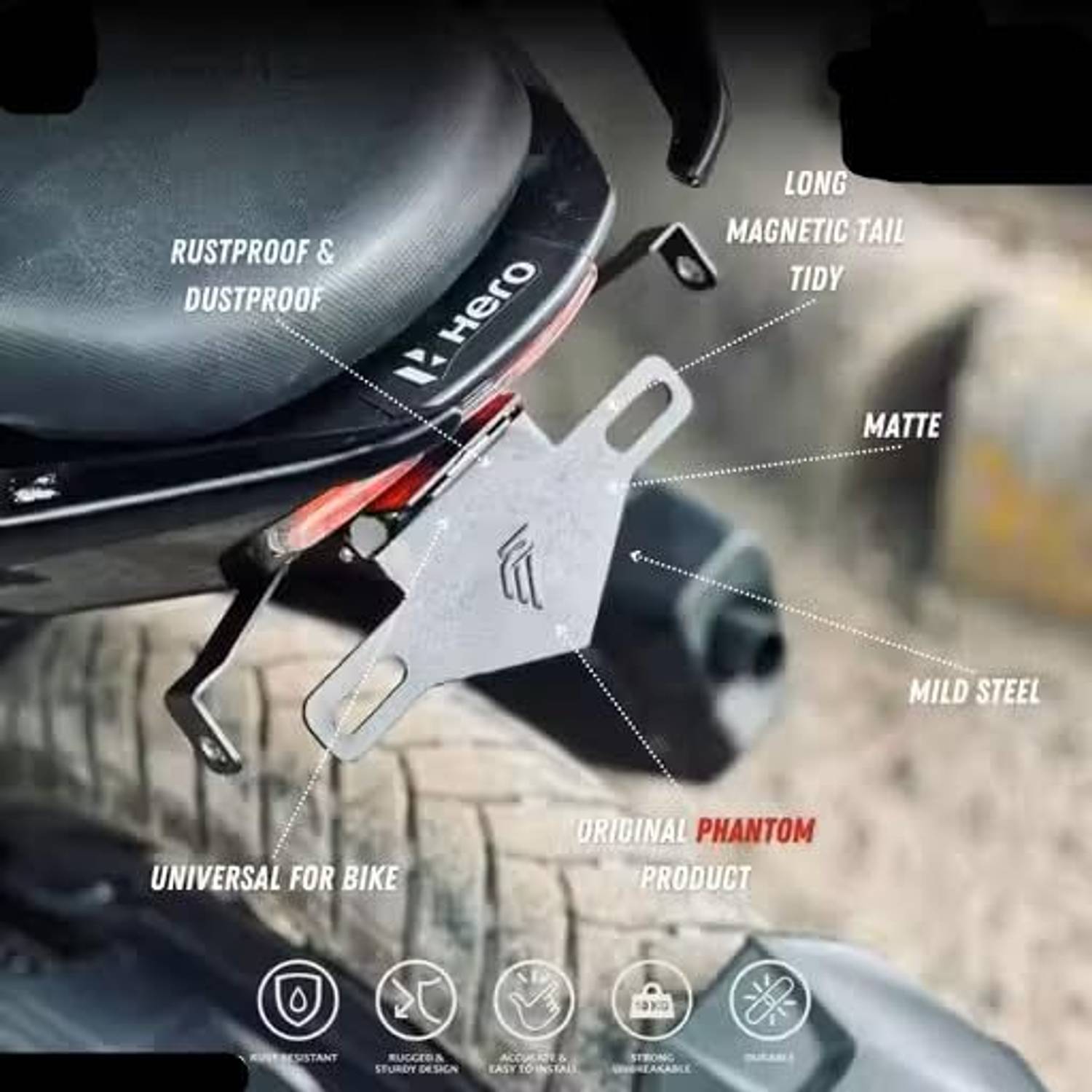 BRXR Universal Magnetic Foldable Tail Tidy & Number Plate Holder - Image 3