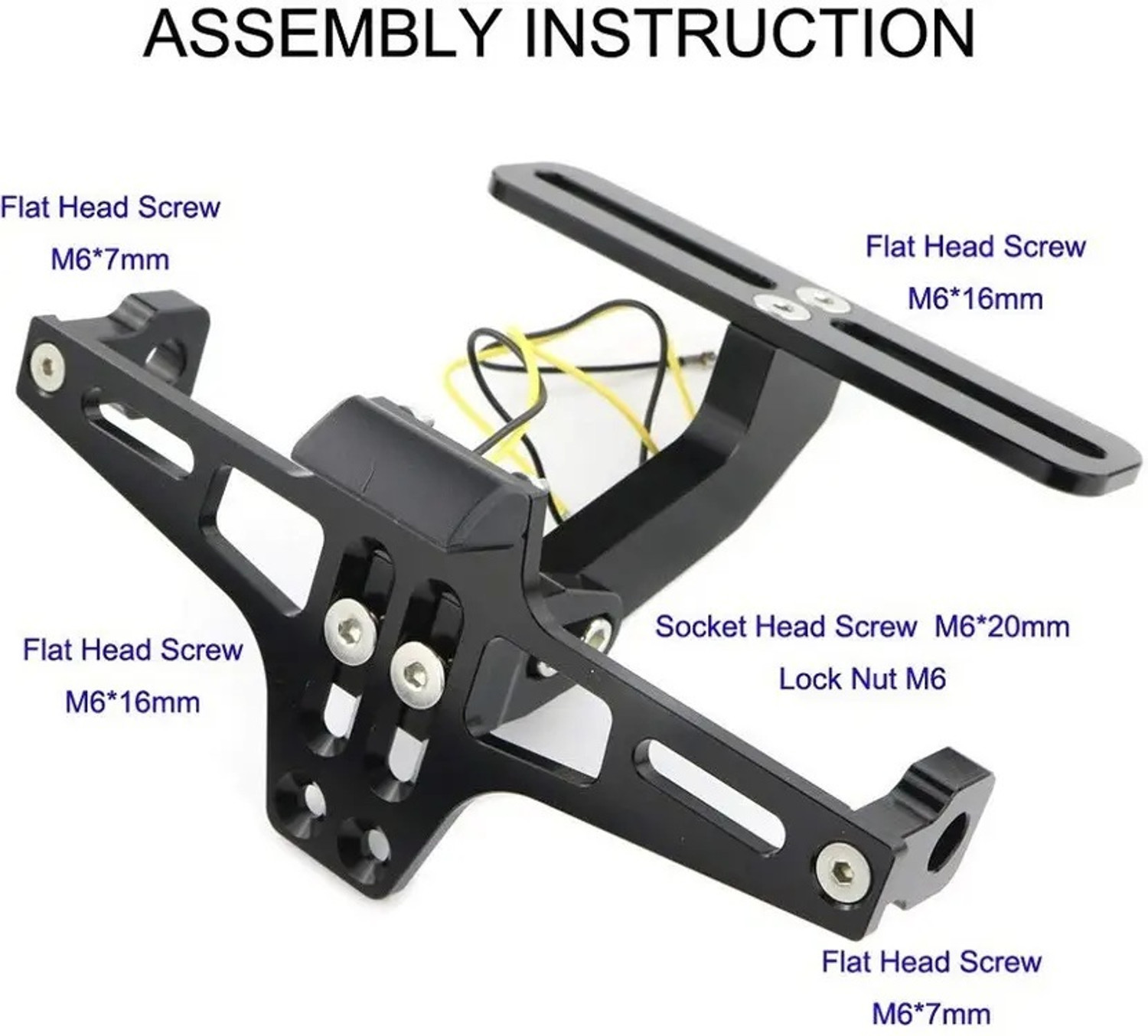 Image of ENEMYT CNC Adjustable LED Tail Tidy with Number Plate Holder with LED for Yamaha R15 V3 Bike Number Plate