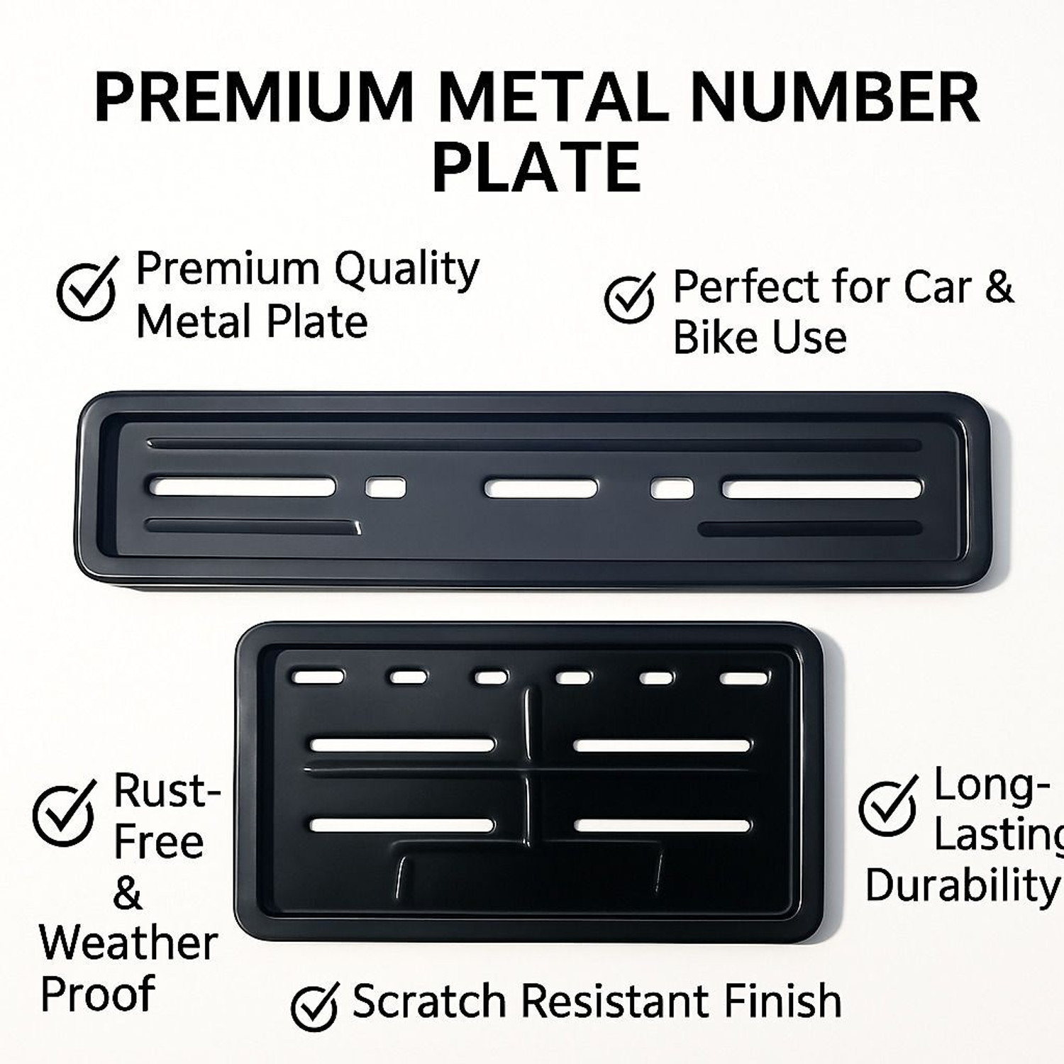 Image of VPRS Metal Number Plate Frame(Set Of 2 FRONT & REAR) (Black) Bike, Car Number Plate