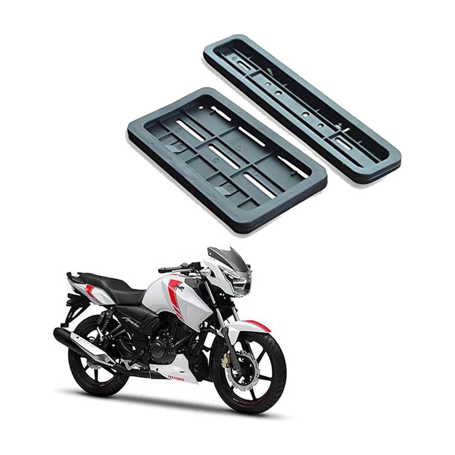 autoformonix Bike Number Plate Frame Set of Two (Front and Back) for TVS Apache RTR 160 Bike Number Plate