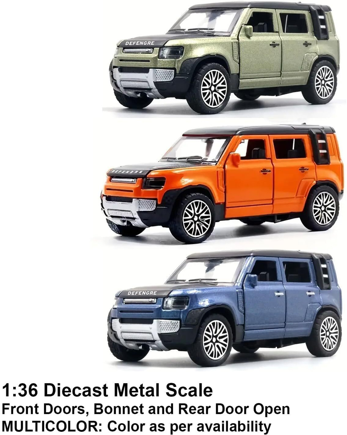 Image of KHASALA BROTHERS Diecast Defenderr Metal Body Openable Doors Bonnet Boot Pull Back Action Kids