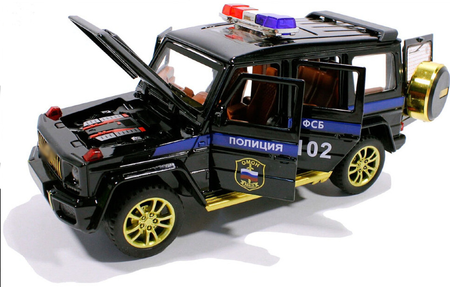 Image of UKAXA 132 Diecast Model Car Police Toy Car for Kids G Wagon Metal Light Sound Pullback