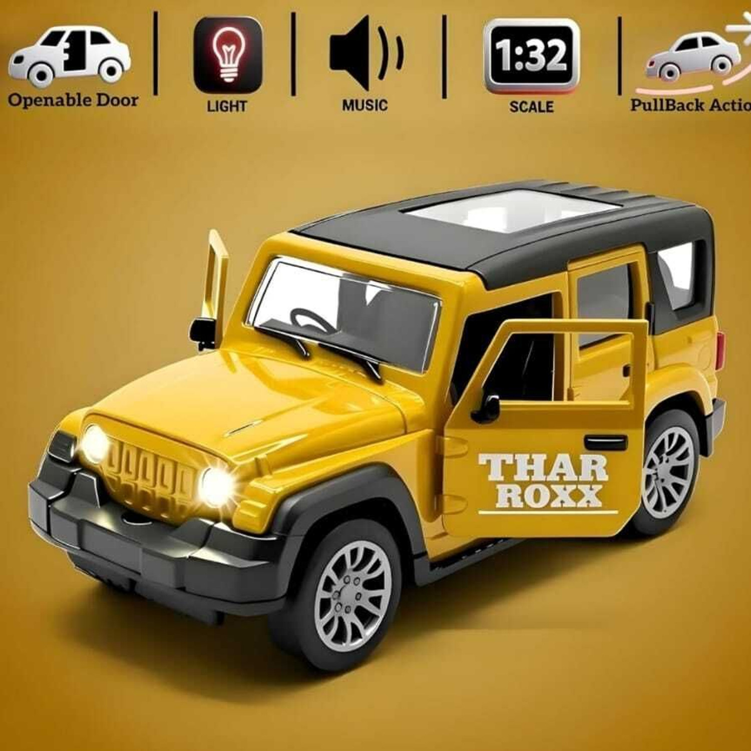 Image of bhuvienterprises Die-Cast THAR Roxx Toy Car with Light & Music| Perfect 4 Gifts