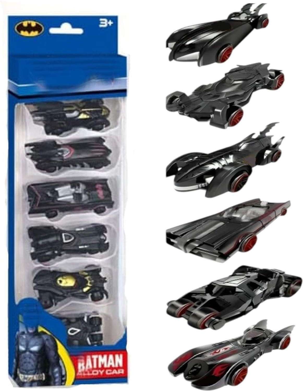 Image of RAD CARTEL Bat Hero Car Mini Model Car Metal Cars Set Push N Go 6 Pc Vehicles, Racing Cars