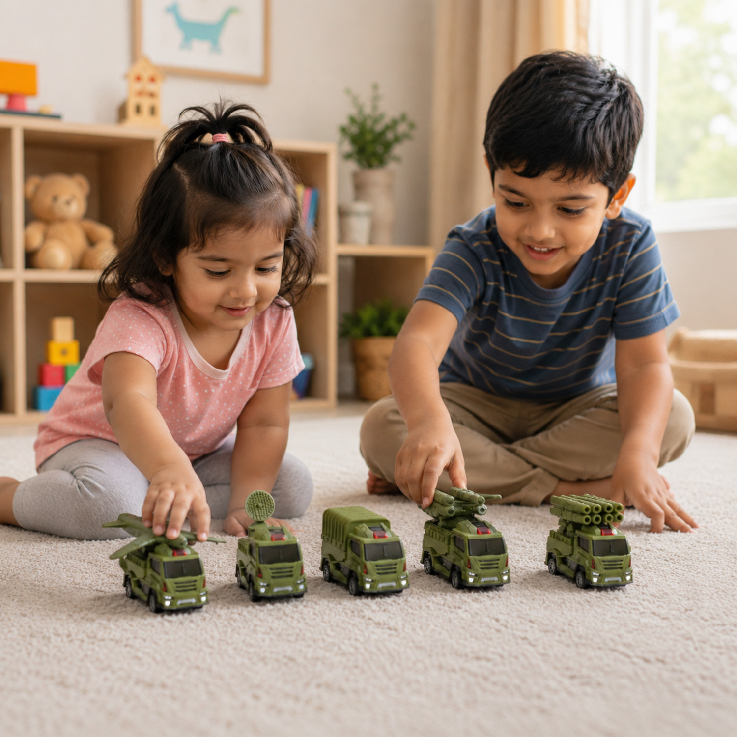 Image of RAD CARTEL Army Fighter Truck Toy Set 5 Pcs Military Vehicle Toys for Kids