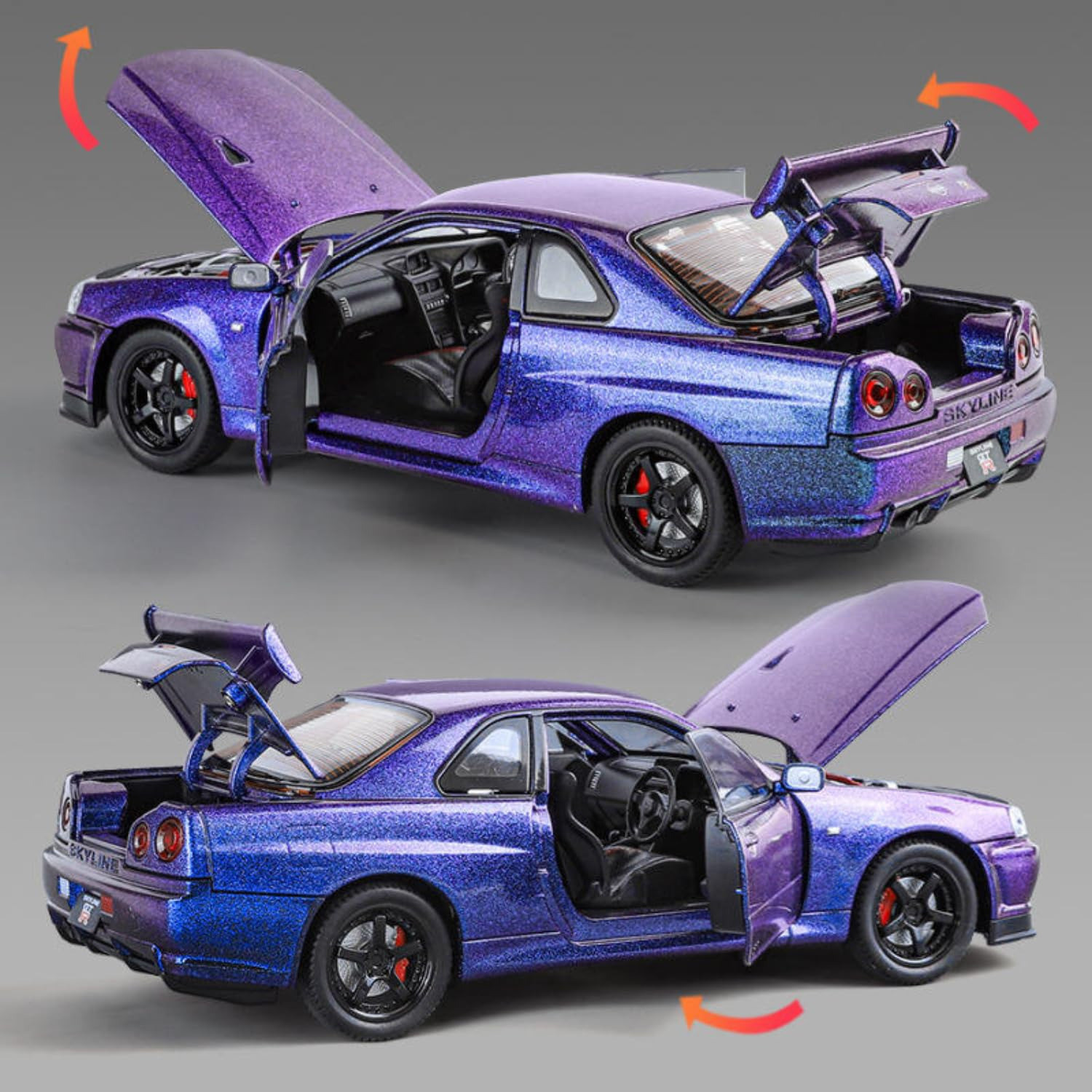 Image of GKNEX 1:32 Nissan GTR Skyline R34 Diecast Car Models Toys Metal Car