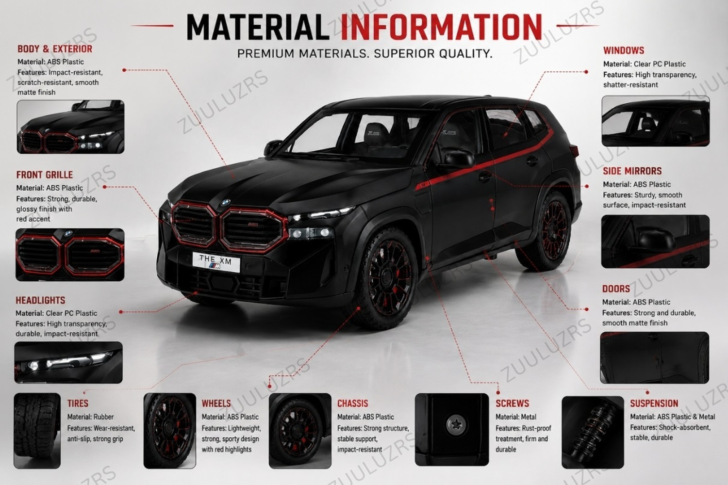 Image of Zuuluzrs Bmw Big XM Car Toy 1 /24 Scale Model New Car