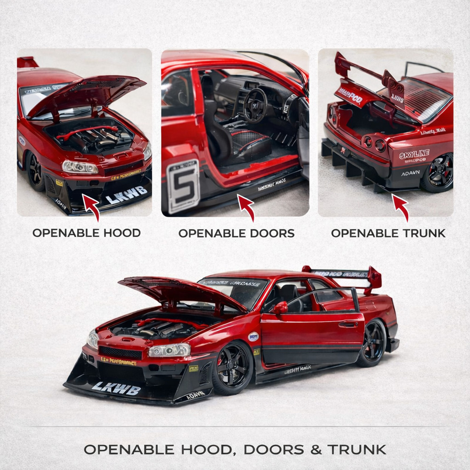 Image of Toyify Metal Die Cast Car Toy for Kids with Lights & Sound\ Openable doors