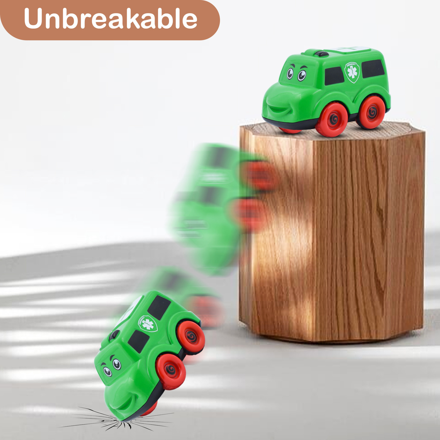 Image of WISHKEY Friction Powered Cute Cartoon Design Push and Go Non-Toxic ABS Plastic Toy Truck