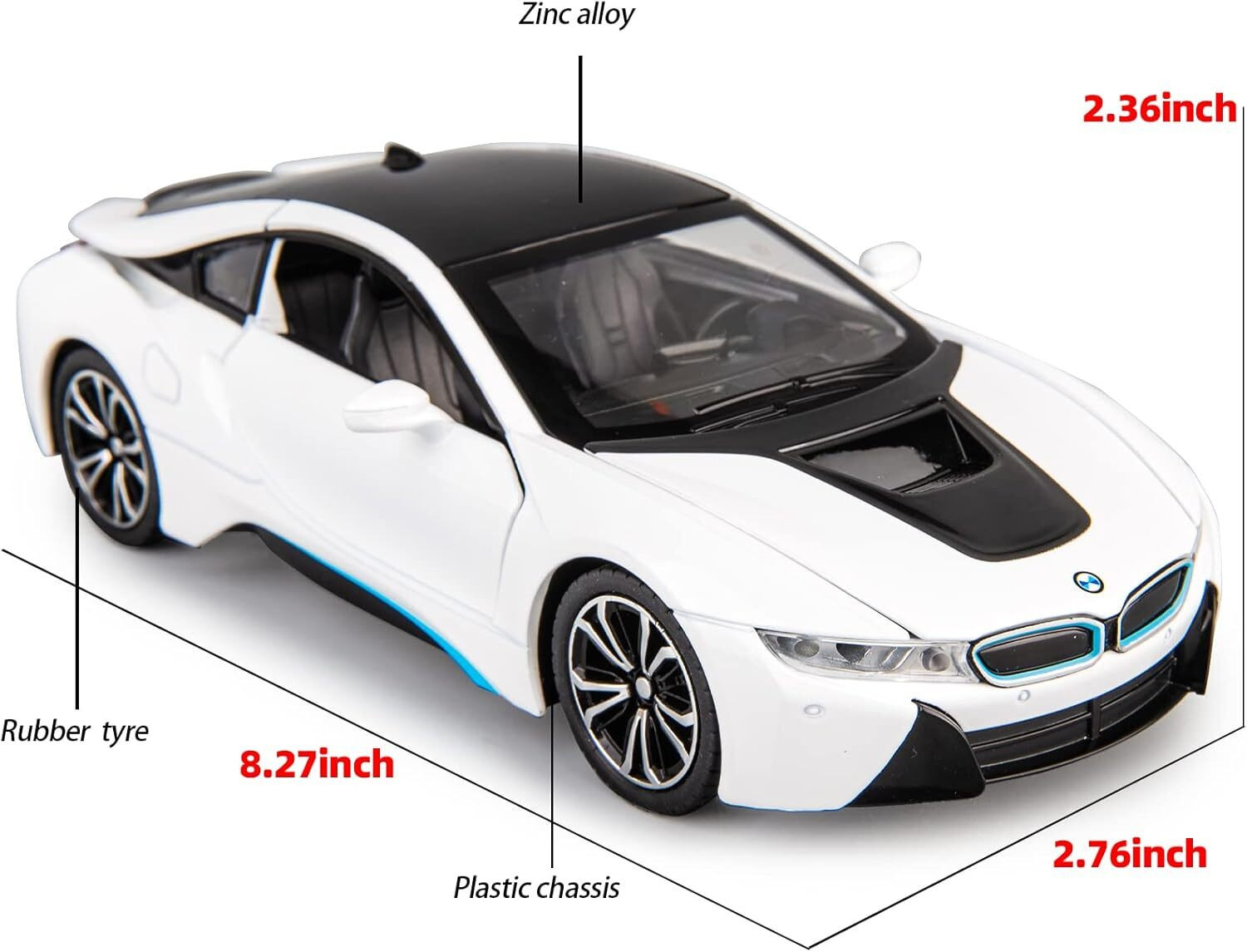 Image of ARNIYAVALA 1 /24 scale for BMW I8 Model Car, Zinc Alloy Pull Back Toy car for kids