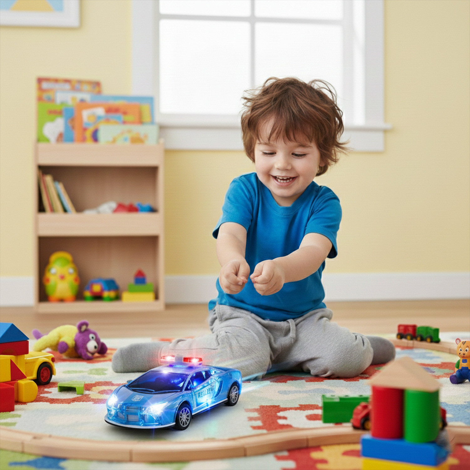Image of Forbuz Police Car Toy for Kids (4+ Years) with Flashing Lights