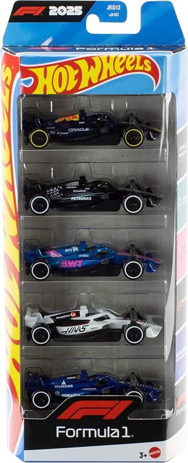 Image of HOT WHEELS Formula 1 5-Pack Set Of 5 Die-Cast Toy F1 Cars in 1:64 Scale