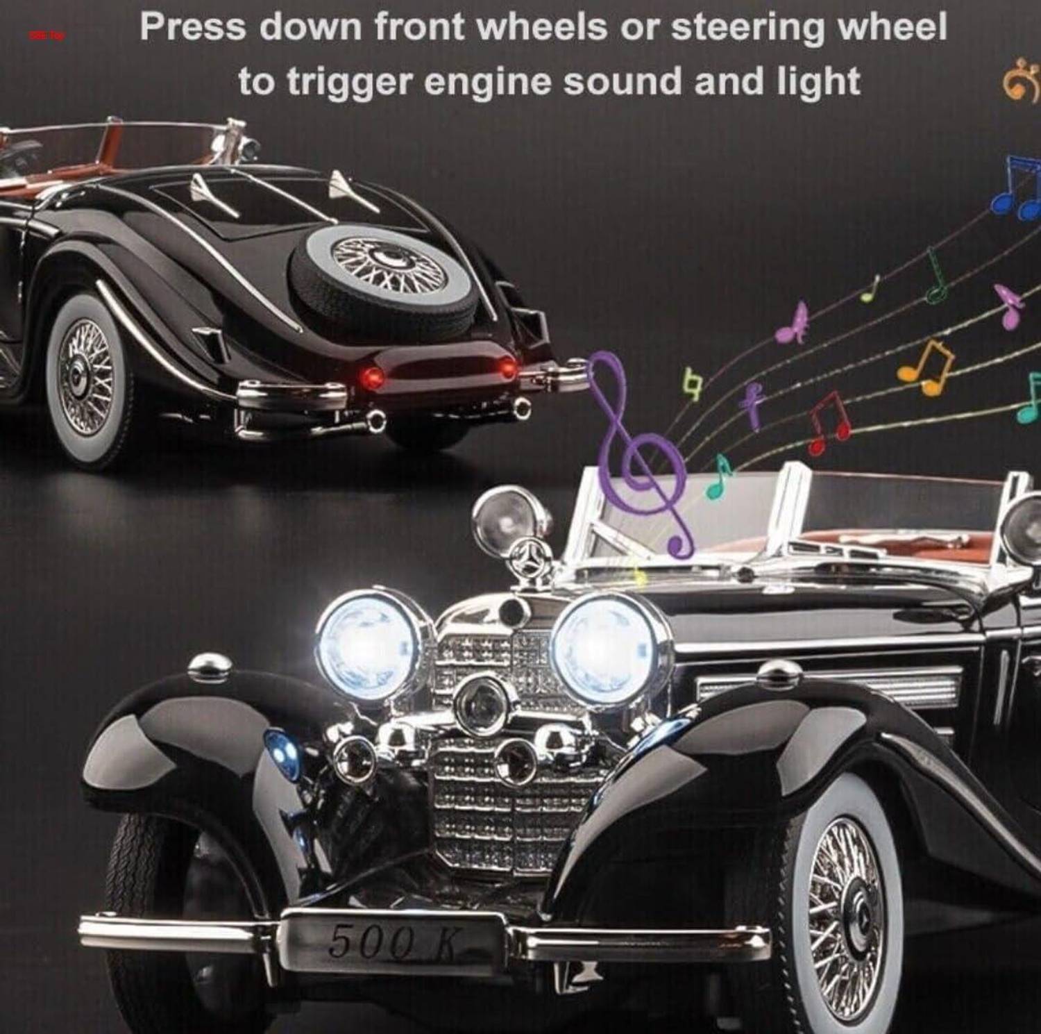 SSE 1:32 Mercedes 500K Metal Pull Back Diecast Car - Image 5