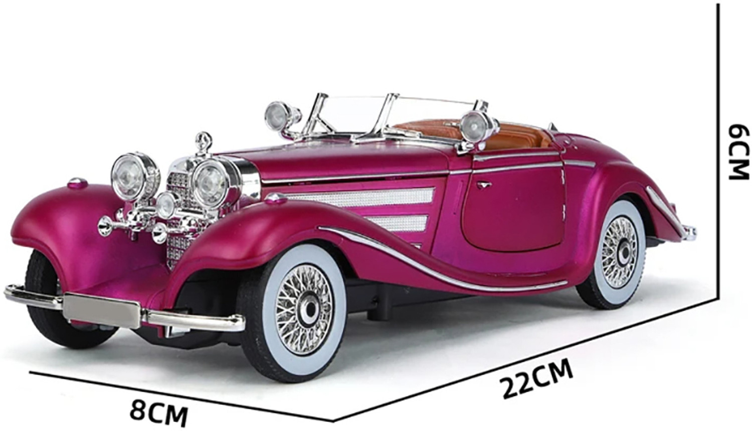 Image of UKAXA 124 Die Cast Vintage Model 500K Classic Car Pullback Openable Door Light & Sound