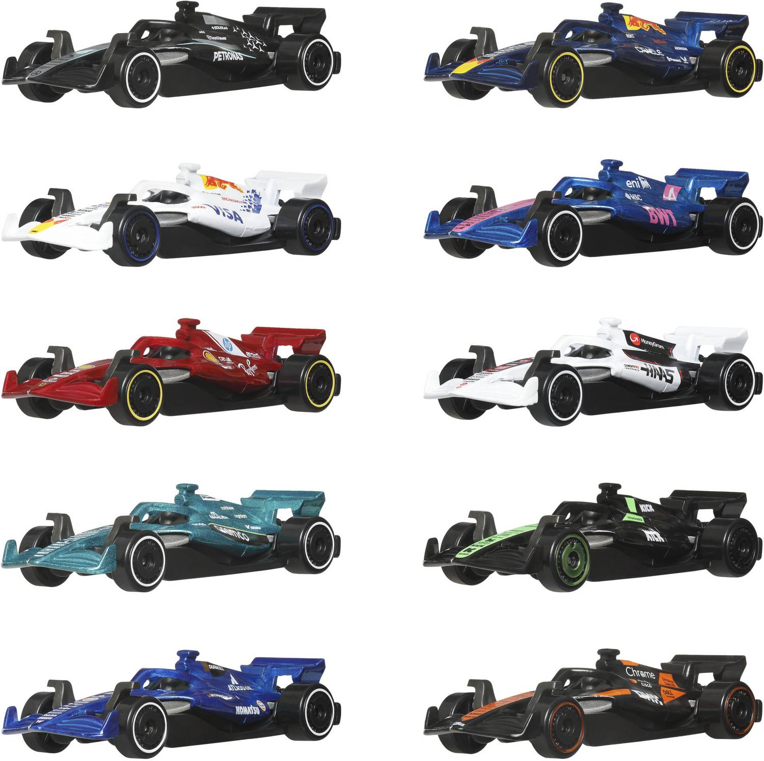 HOT WHEELS Formula 1 Toy Cars, Set of 10 1:64 Scale Pack of 10 - Image 3