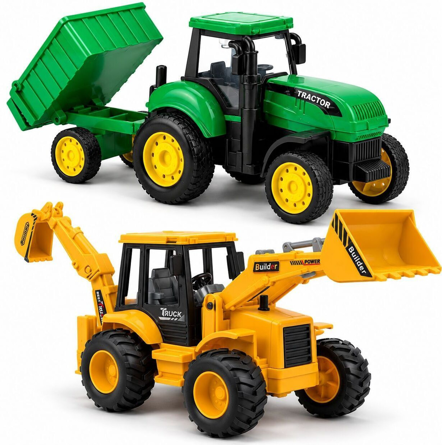 PANDA NEST Tractor Trolley & JCB Toy for Kids |Construction Vehicle Kids Toy Set