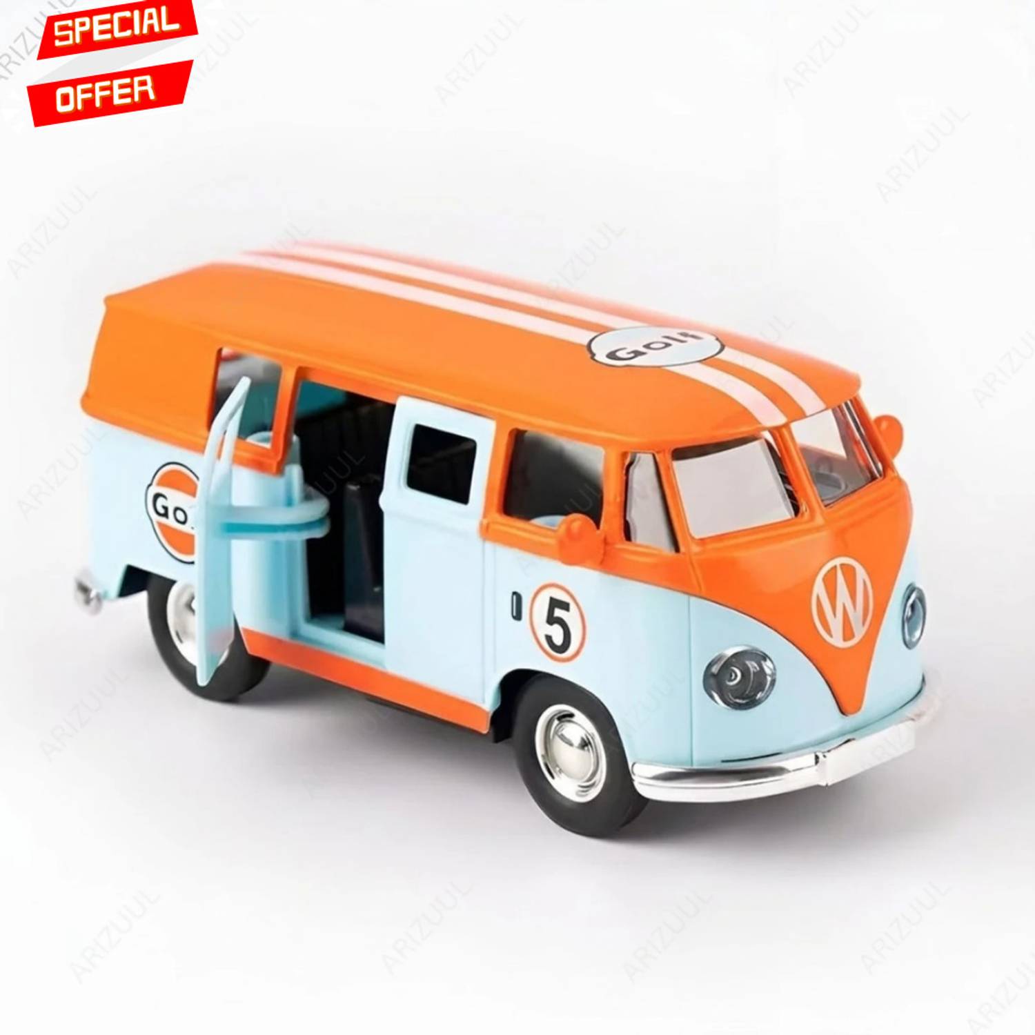 Arizuul 1:36 VW T1 Vintage Van Diecast Toy Car Metal Pull Back Volkswagen Bus for Kids