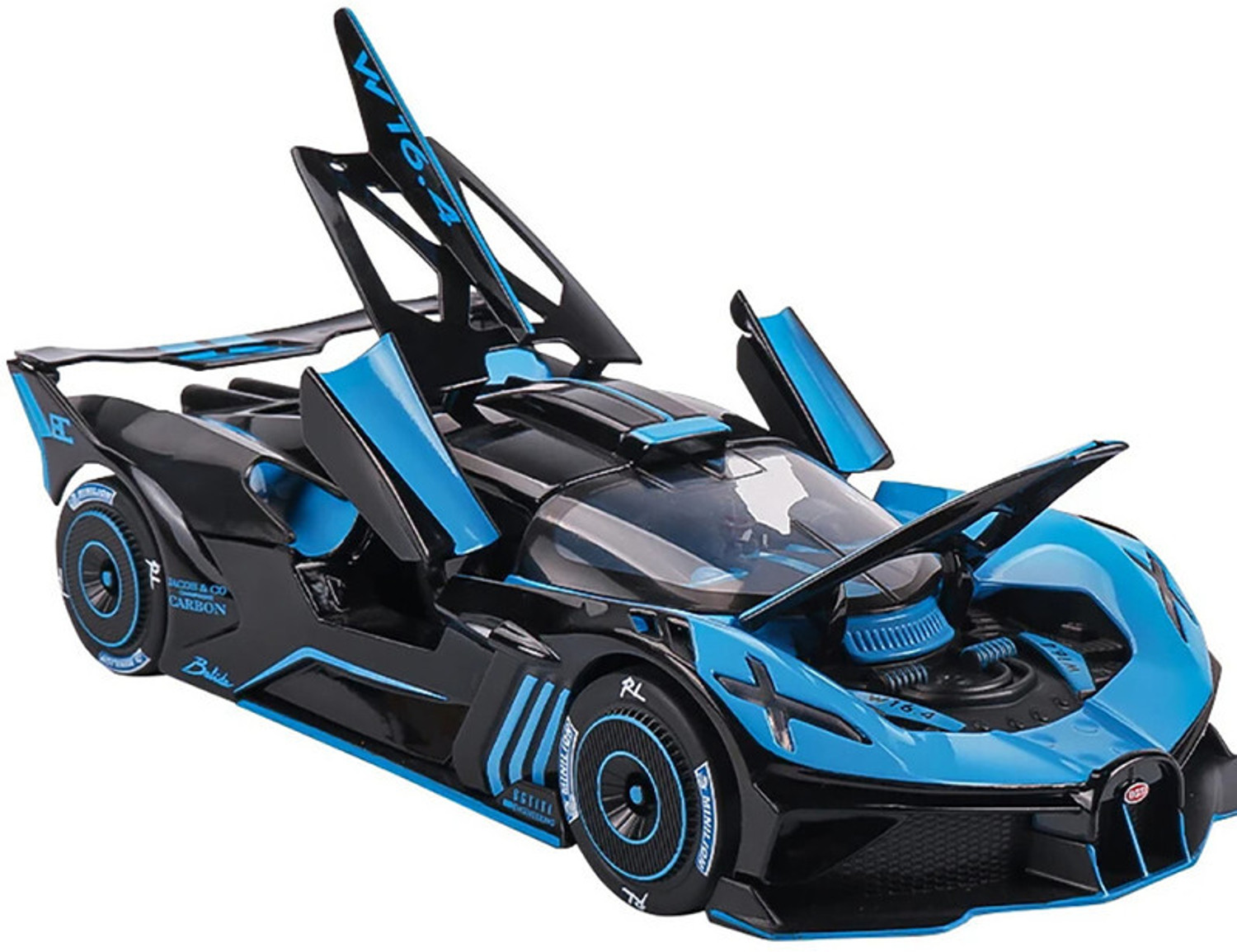 Image of DEUSON ECOM 124 Diecast Car Bugatti Bolide Metal Lights Music Pull Back Car Toy for Kids Boy