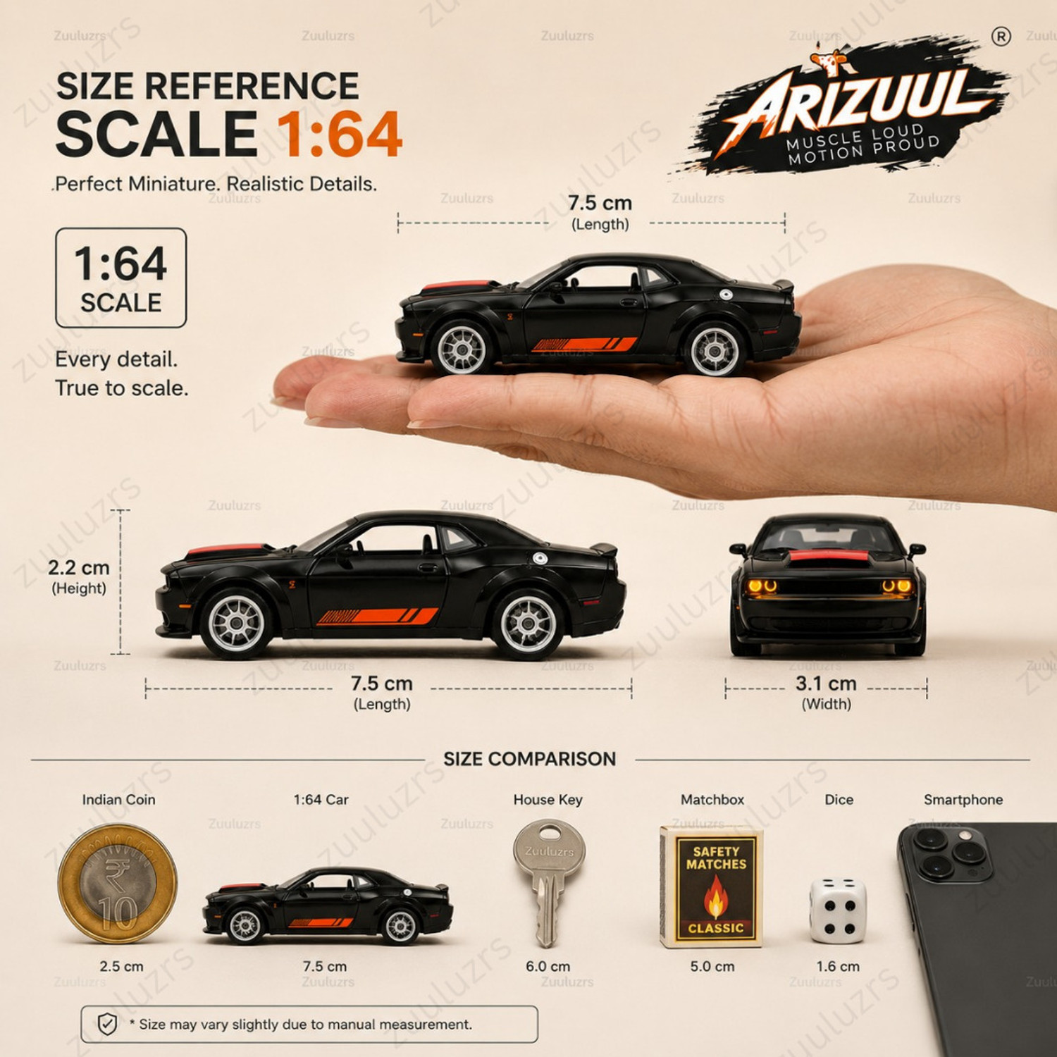Image of Zuuluzrs Dodge Challenger SRT Hellcat Diecast Collectible Car Toy (Black, Red, Blue, Yellow, Green, Pack of: 1)