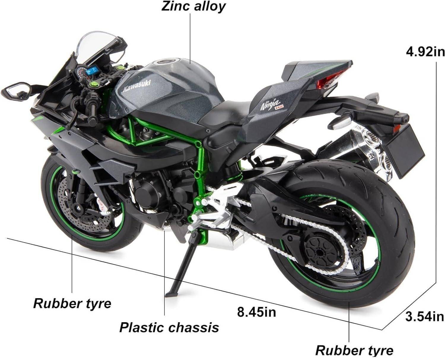 Arizuul 1:10 Kawasaki Ninja H2R Diecast Bike - Image 3