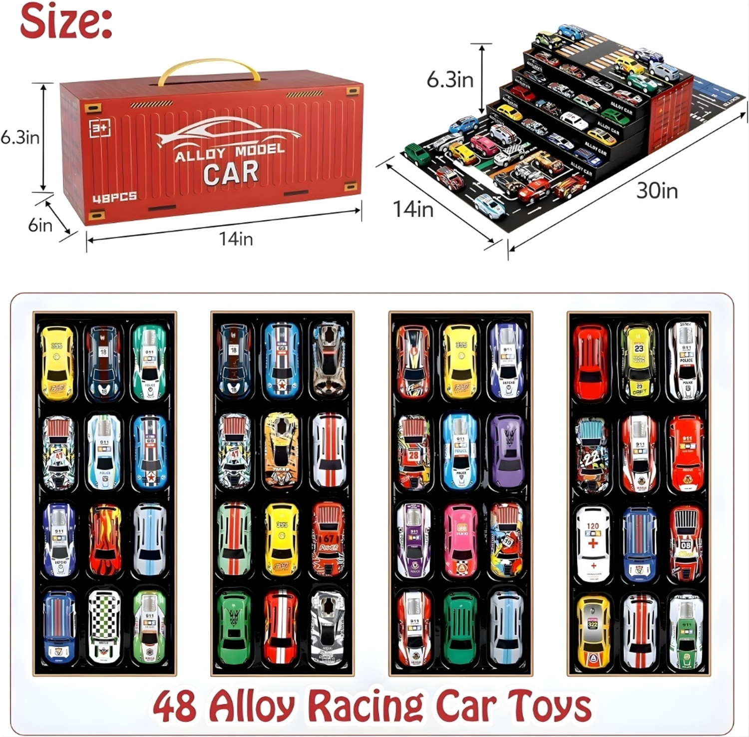 Image of TRIONZA Toy 48 pcs car Play Set for Kids Boys&Girls-100
