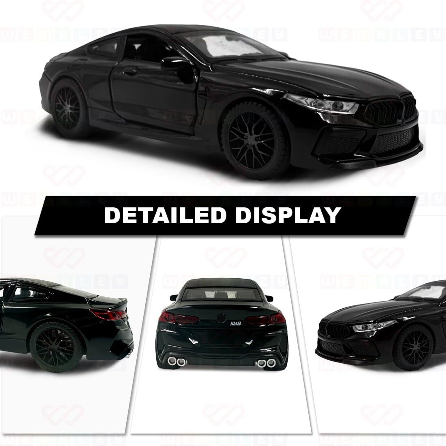 Image of Ragiluxe Kids Toy Car 1:32 BMW M8 Alloy Die-Cast Car Sound, Light, Pull Back Action