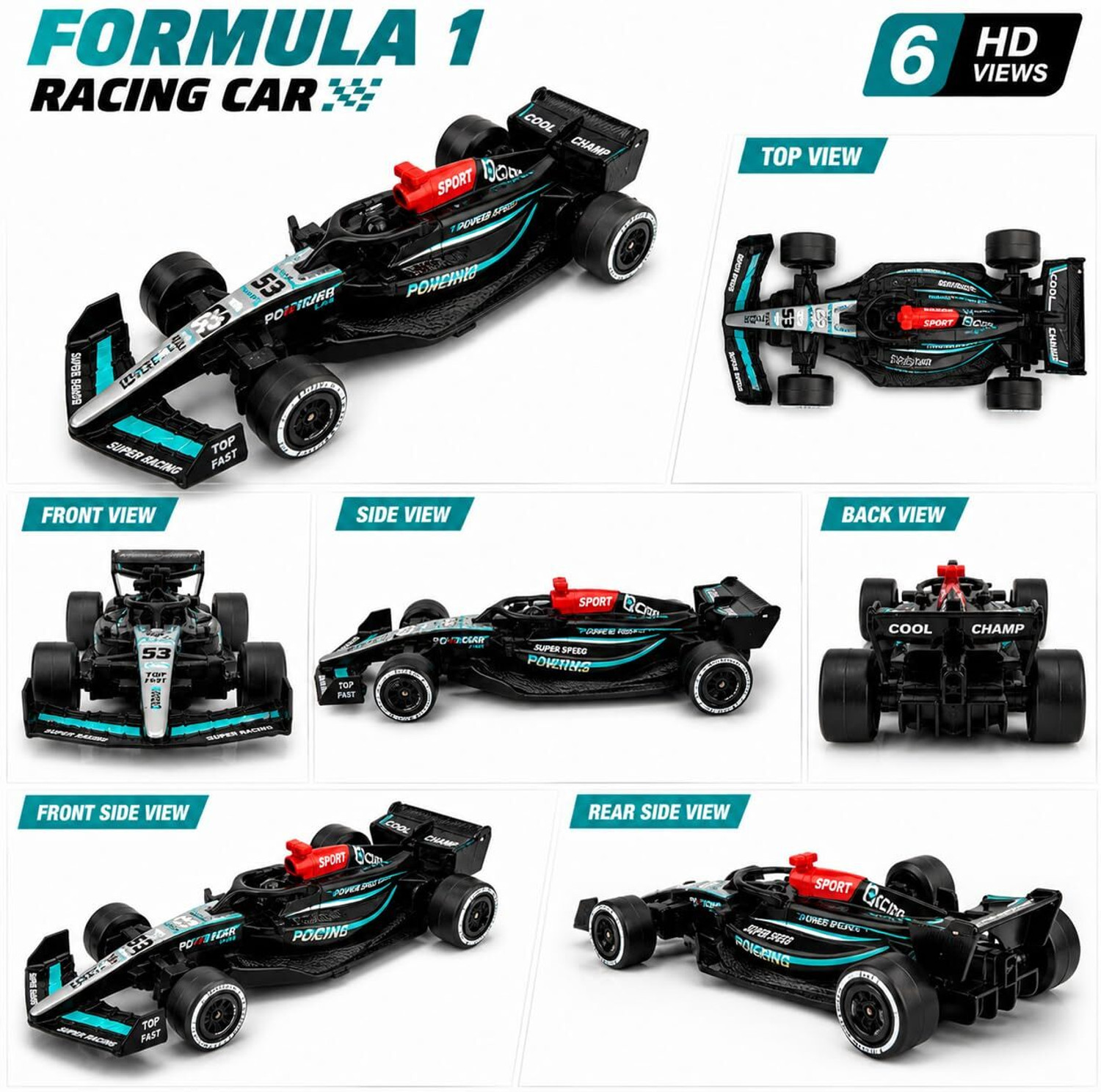 Image of GKNEX Formula 1 Alloy Pull Back Race Car Toy Metal Model Collectible Kids
