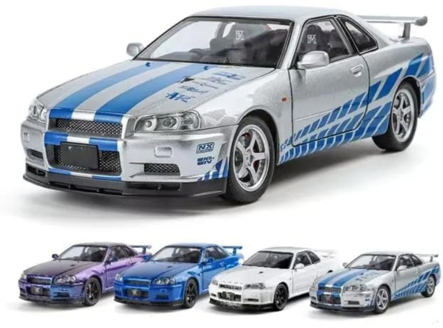 Image of GKNEX 1:32 Nissan GTR Skyline R34 Diecast Car Models Toys Metal Car