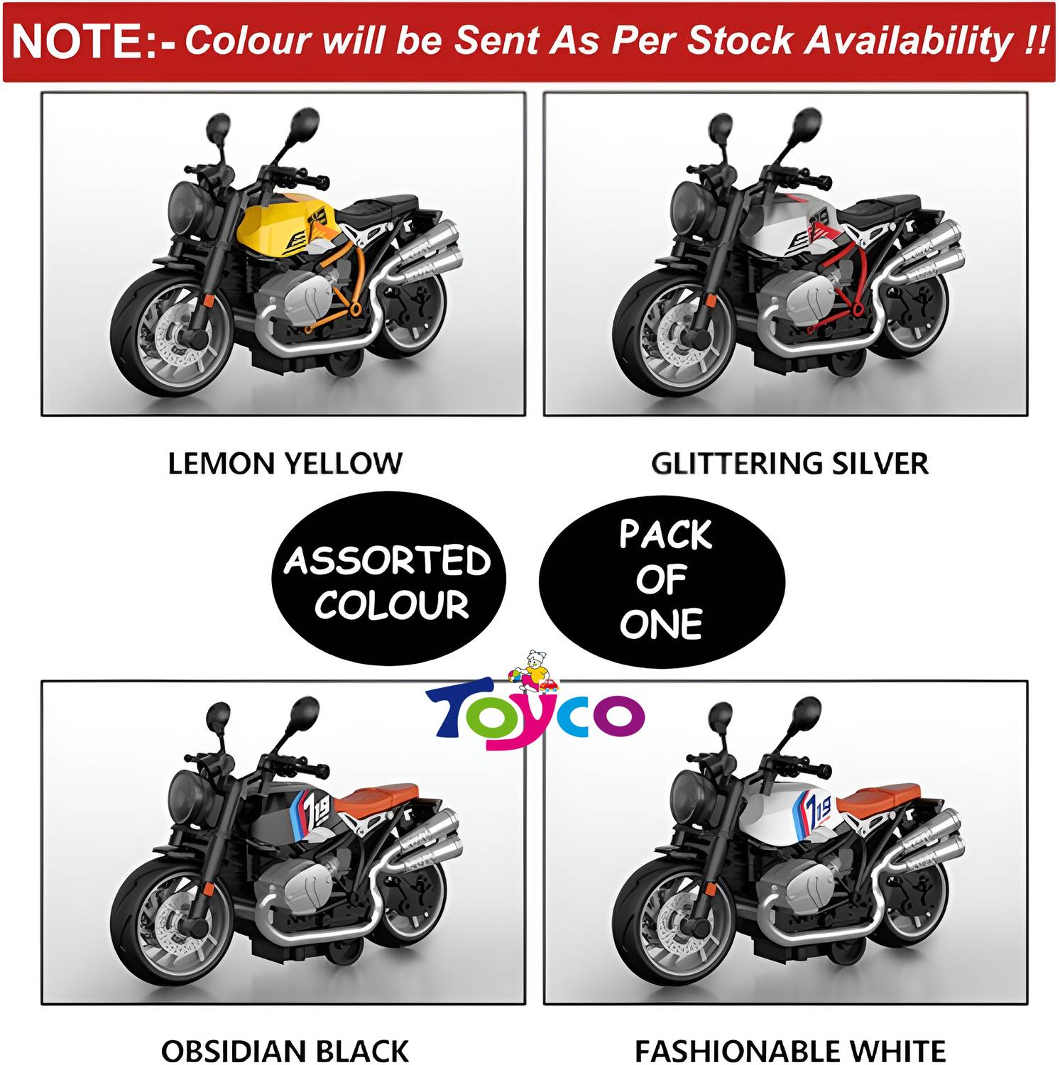 Toyco 1:14 Scale Pull Back Diecast Alloy 719 Classic Motorcycle