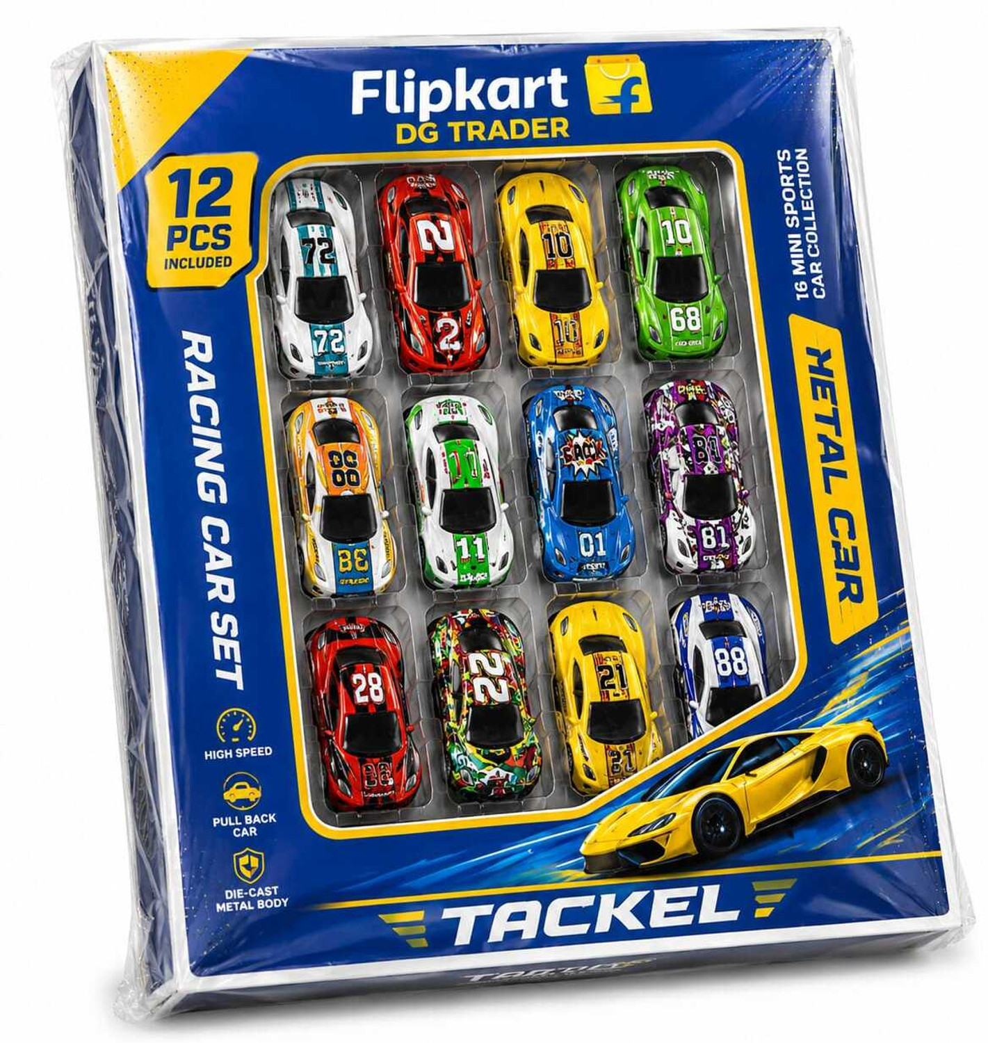 Image of andana 12 PCS Metal Racing Car Toy Set for Kids | Mini Die Cast Pull Back Cars (MUTICOLOUR, Pack of: 12)