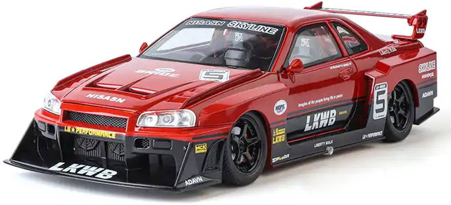 Nissan Skyline LBWK R34 ミニカー Just craft 1/24 Nissan GTR R34 Skyline LBWK Diecast Metal Racing