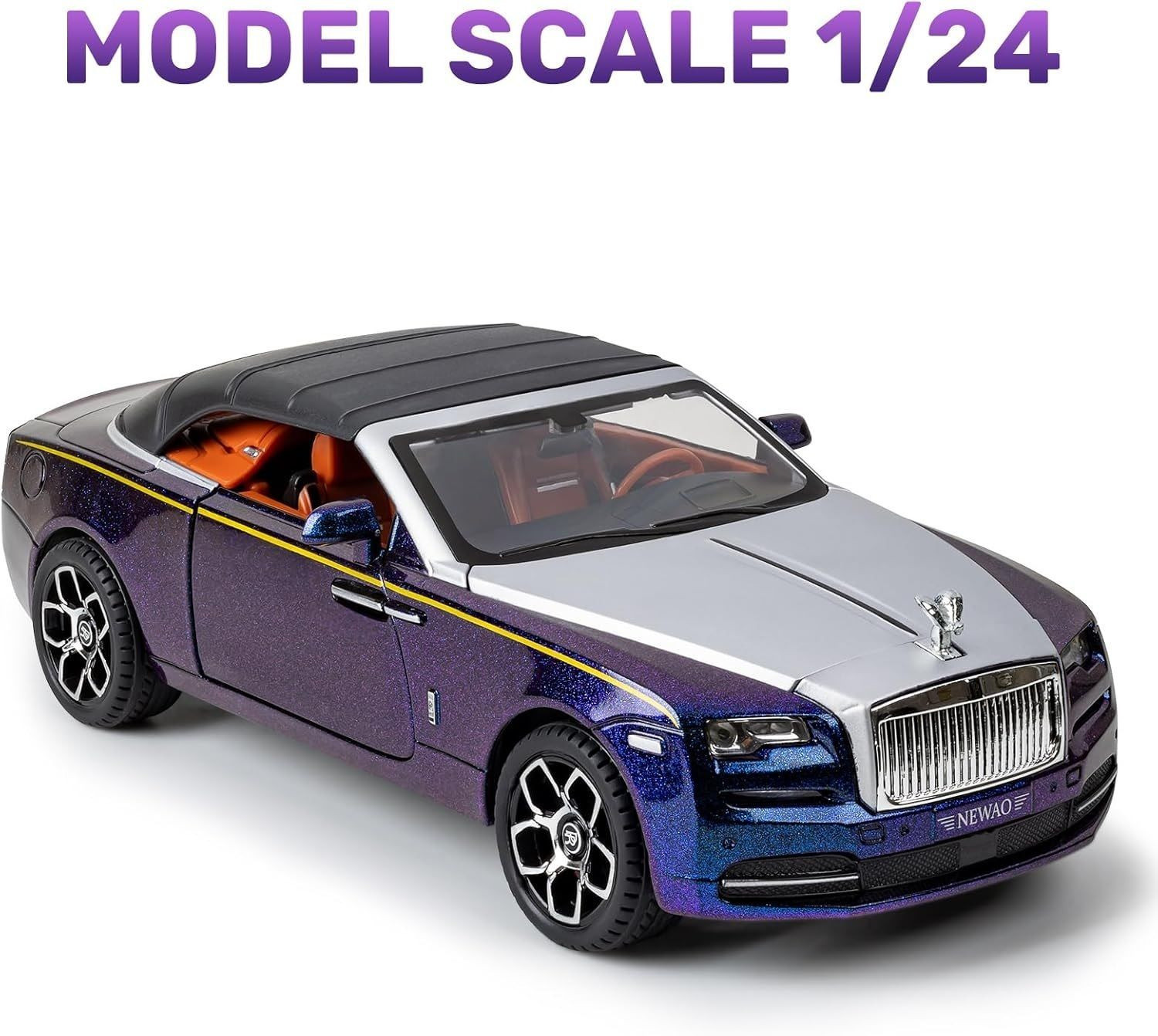 Image of Arizuul 1:24 Rolls Royce Dawn Toy Car Alloy Convertible Sports Car Rolls Royce Toy Car