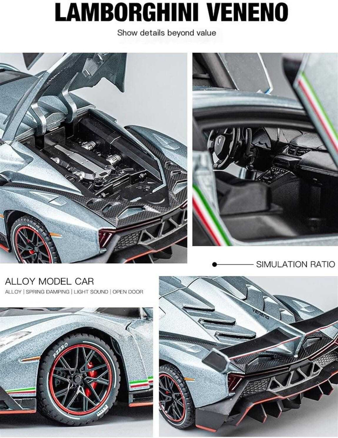 Image of ZHASK 1:24 Lamborgini Veneno Limited edition Diecast Metal Car [color as per stock]